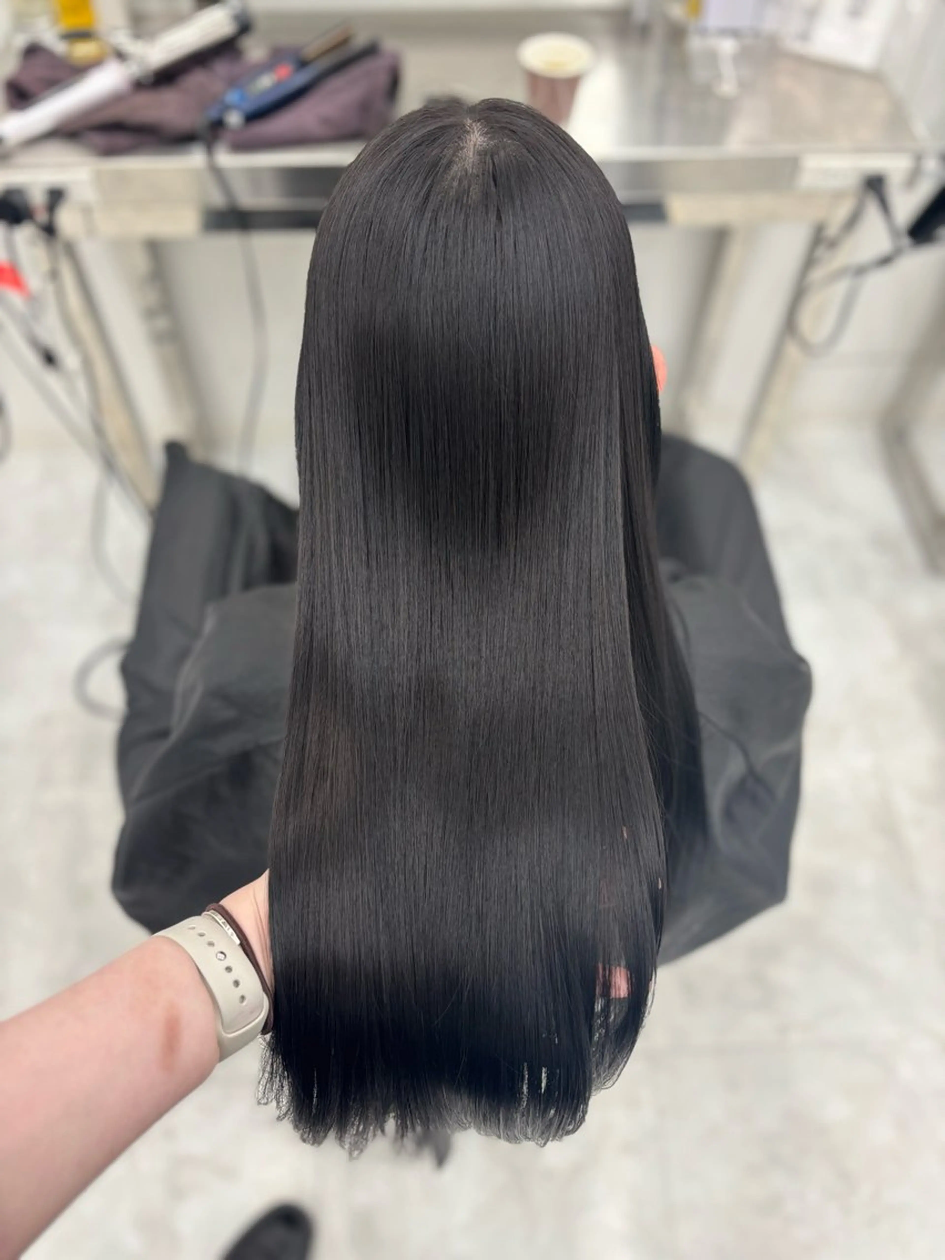 ロング カラー カット ヘアカラー 縮毛矯正 トリートメント 韓国風暗髪ヘア🤍 🫧MIREIのヘアスタイル