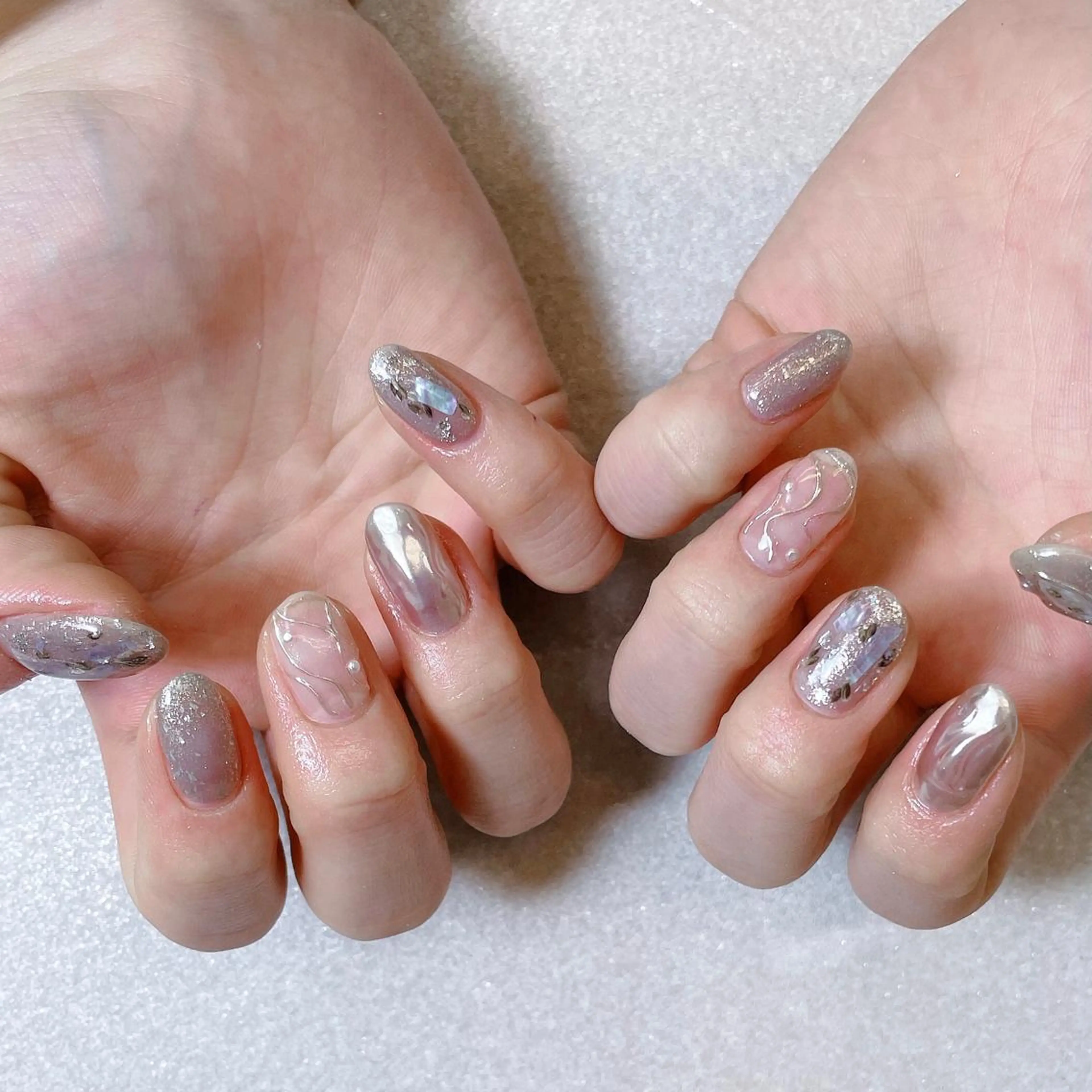 ネイル アートネイル 長さ出し ニュアンスネイル スカルプネイル ハンドネイル A85G ayakoのネイルデザイン