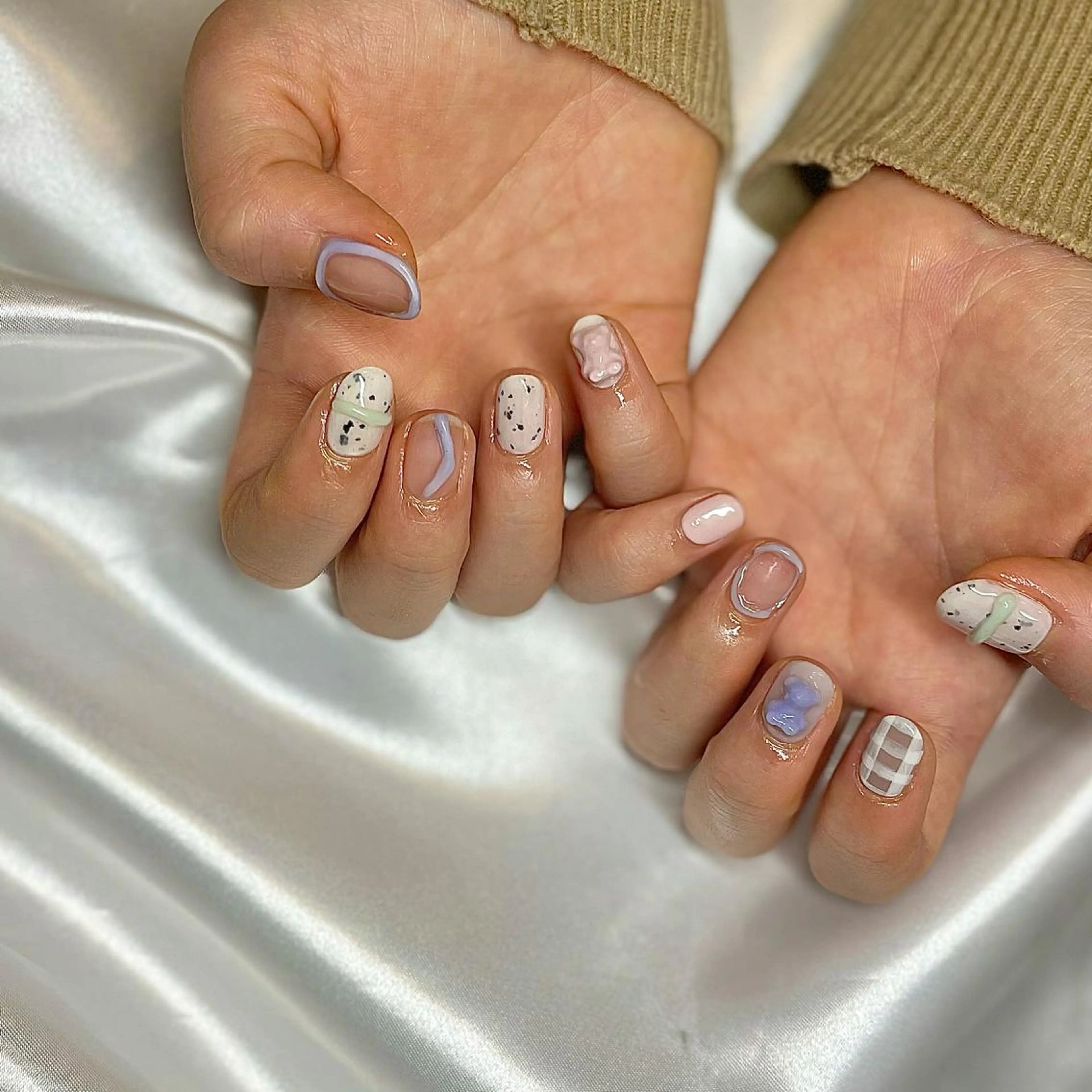 ショート カラー パーマ ヘアアレンジ メンズ キッズ ネイル マツエク・マツパ クリアネイル nail&eye Aoのマツエク・マツパデザイン