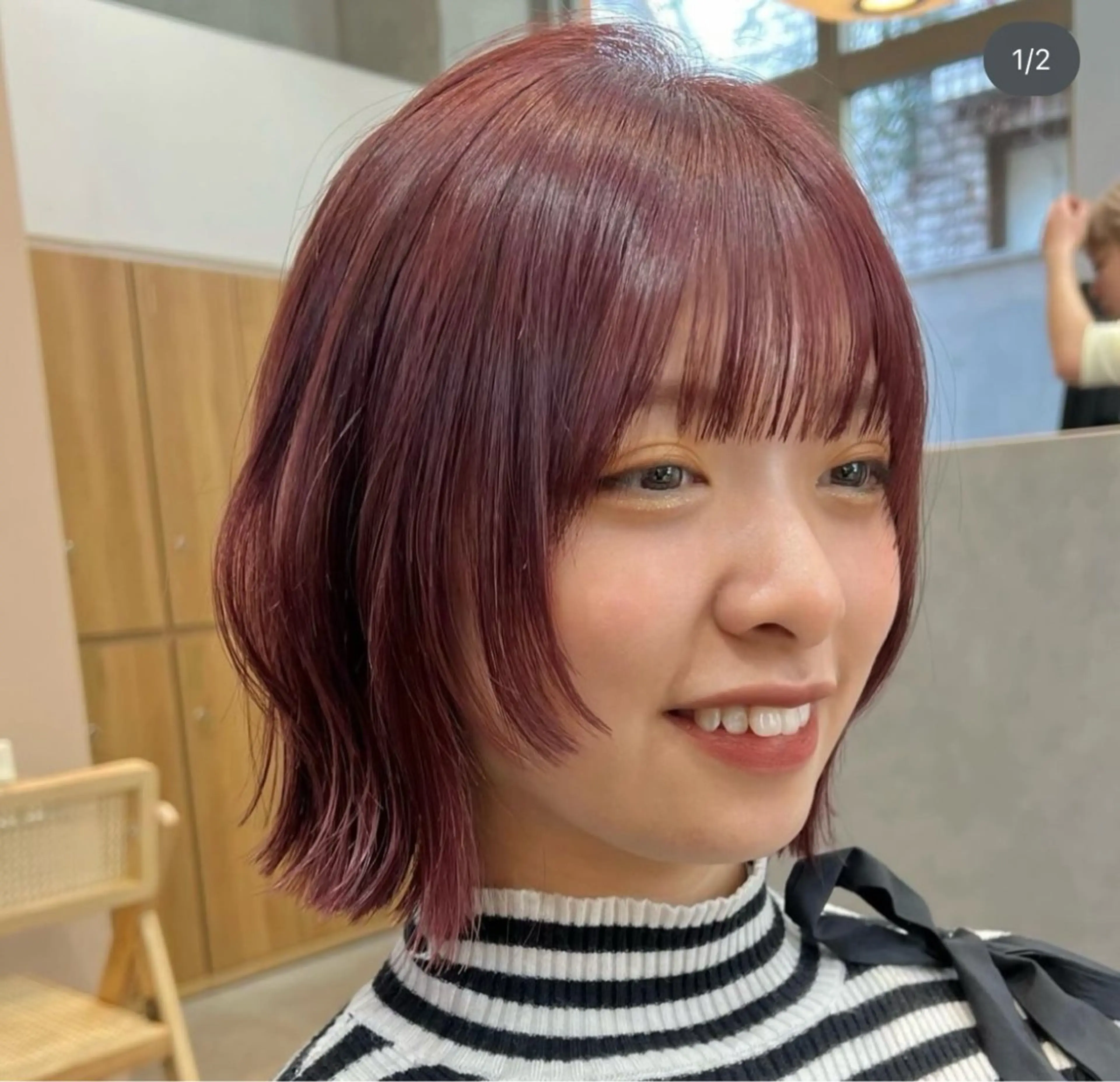 カラー ボルドーカラー ピンクカラー レッドカラー ヘアカラー ハイトーン／暖色 👩🏼HONOKAのヘアスタイル