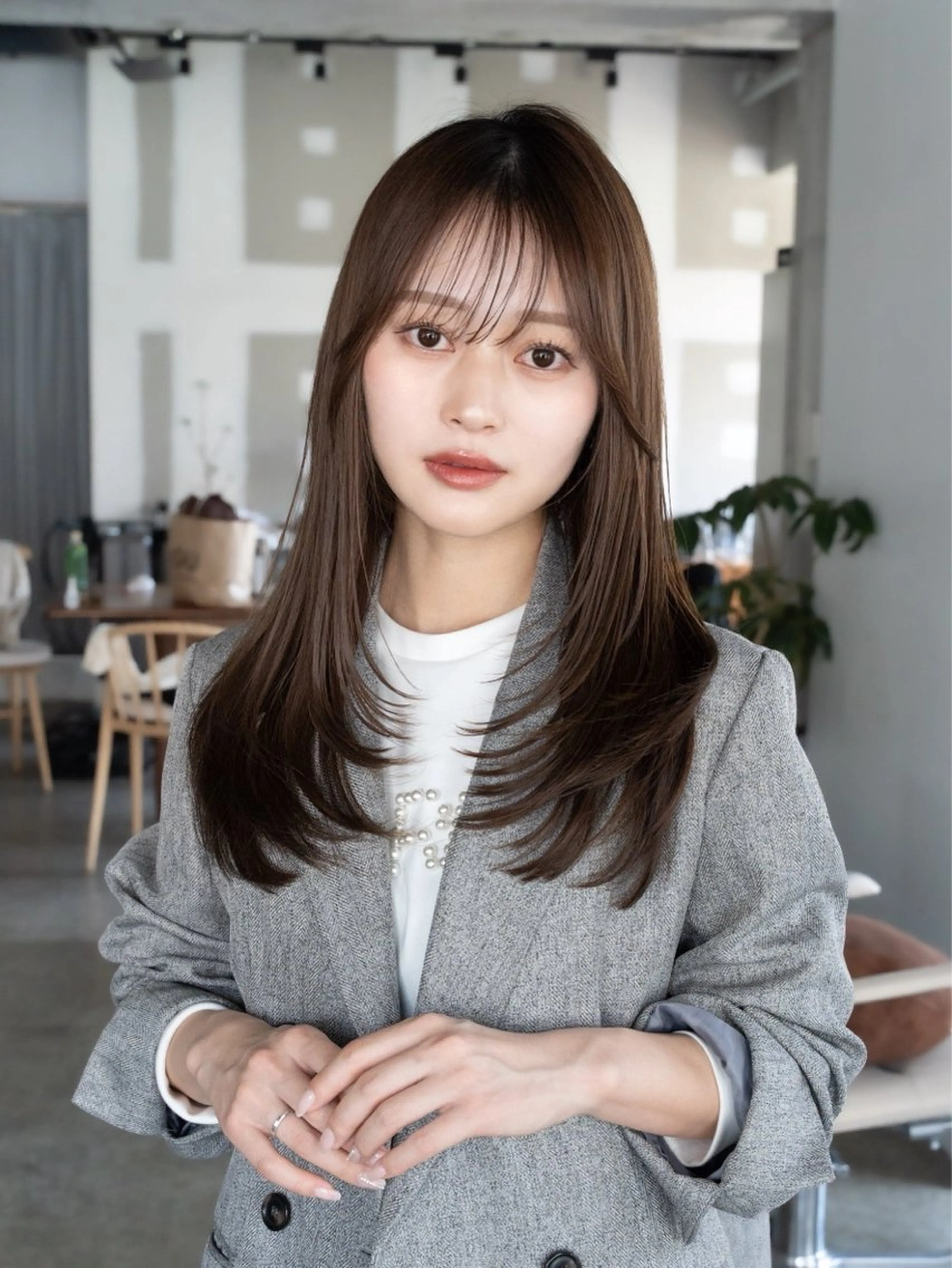 セミロング カラー ヘアカラー ANLY.meijijingumae所属・暗髪カラー/ 透明感カラー/真菜のヘアスタイル