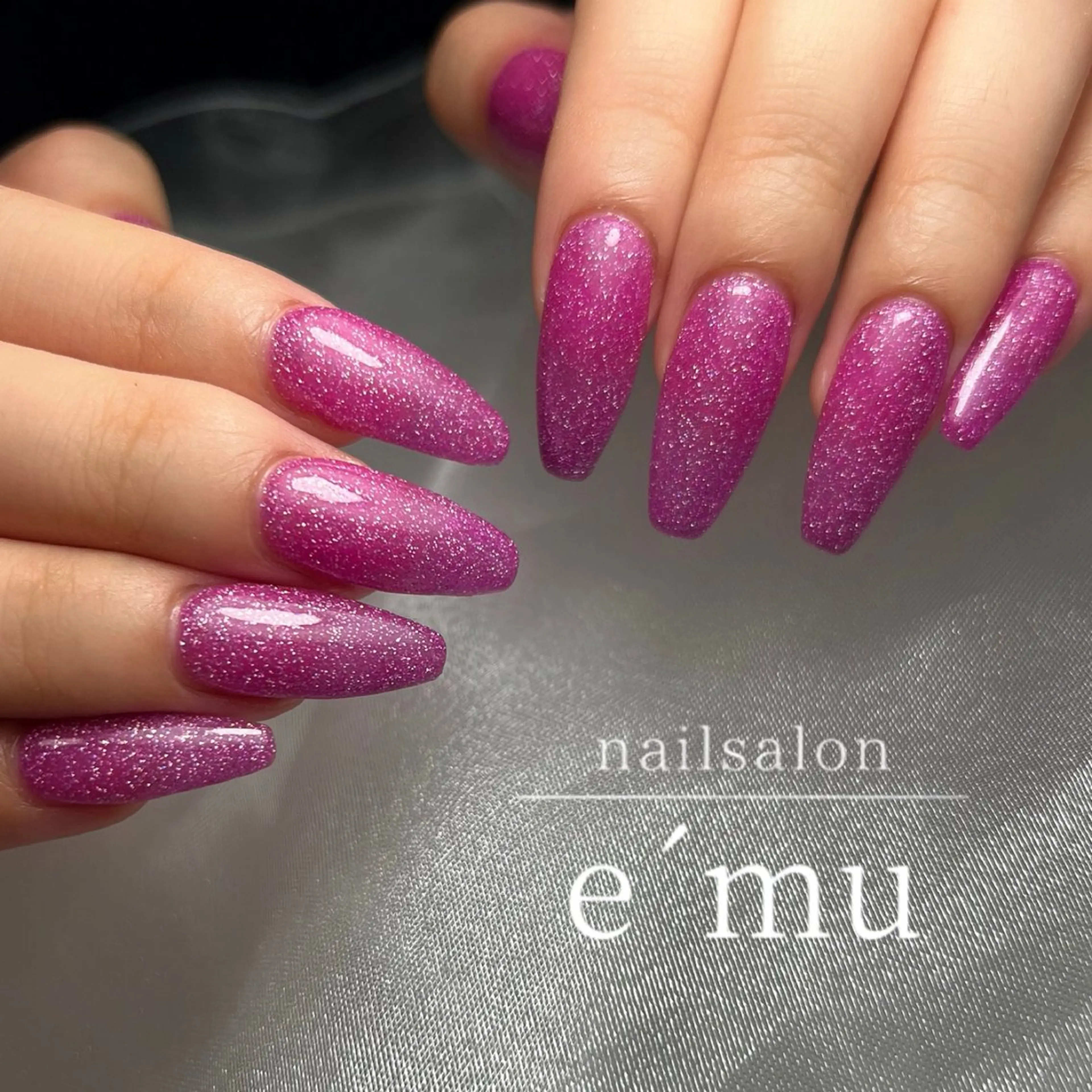 ネイル フラッシュネイル ピンク ハンドネイル nailsalon e´muのネイルデザイン