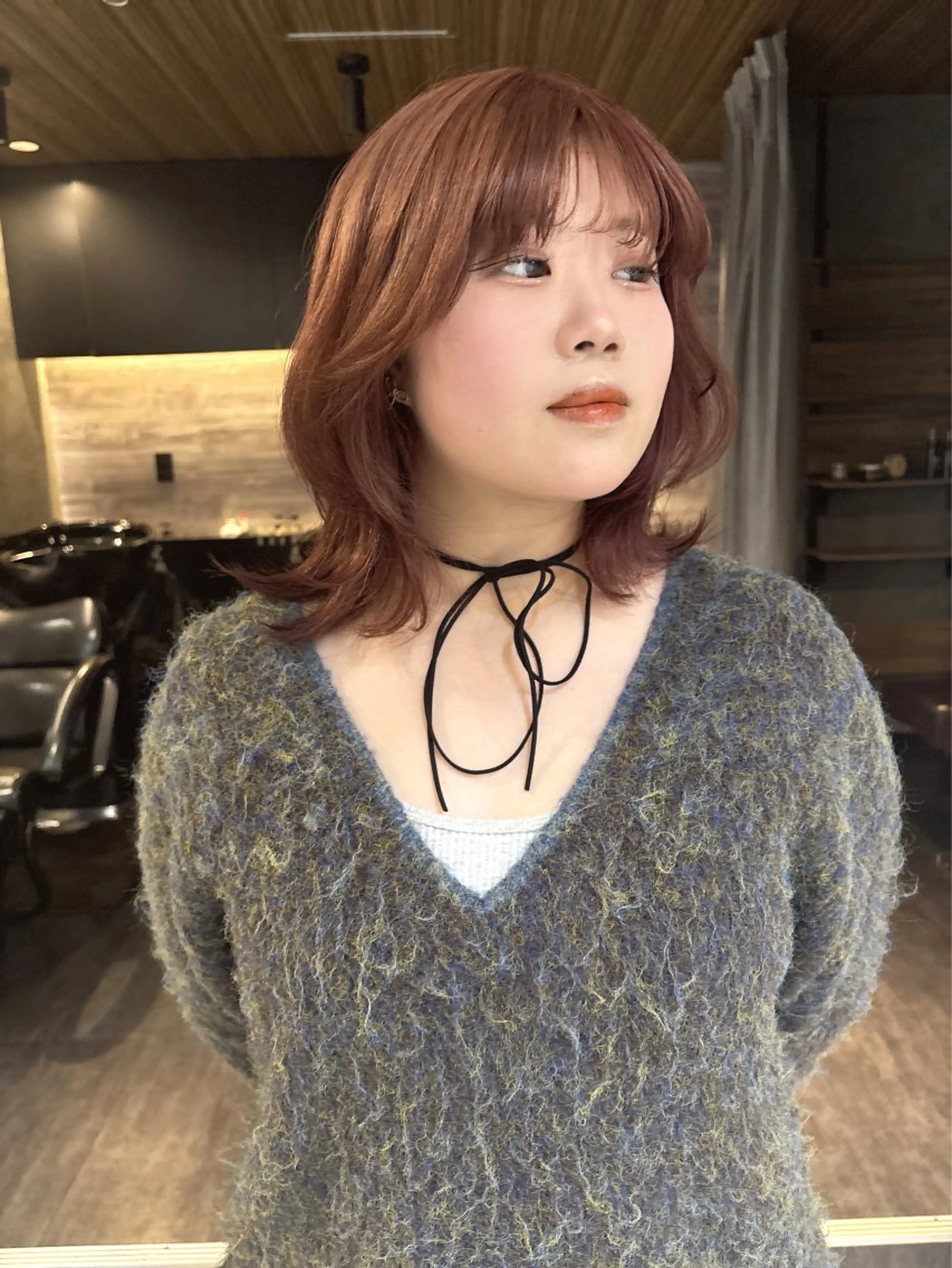 セミロング ヘアカラー レイヤーカット/韓国 /艶髪/ダブルカラーのヘアスタイル