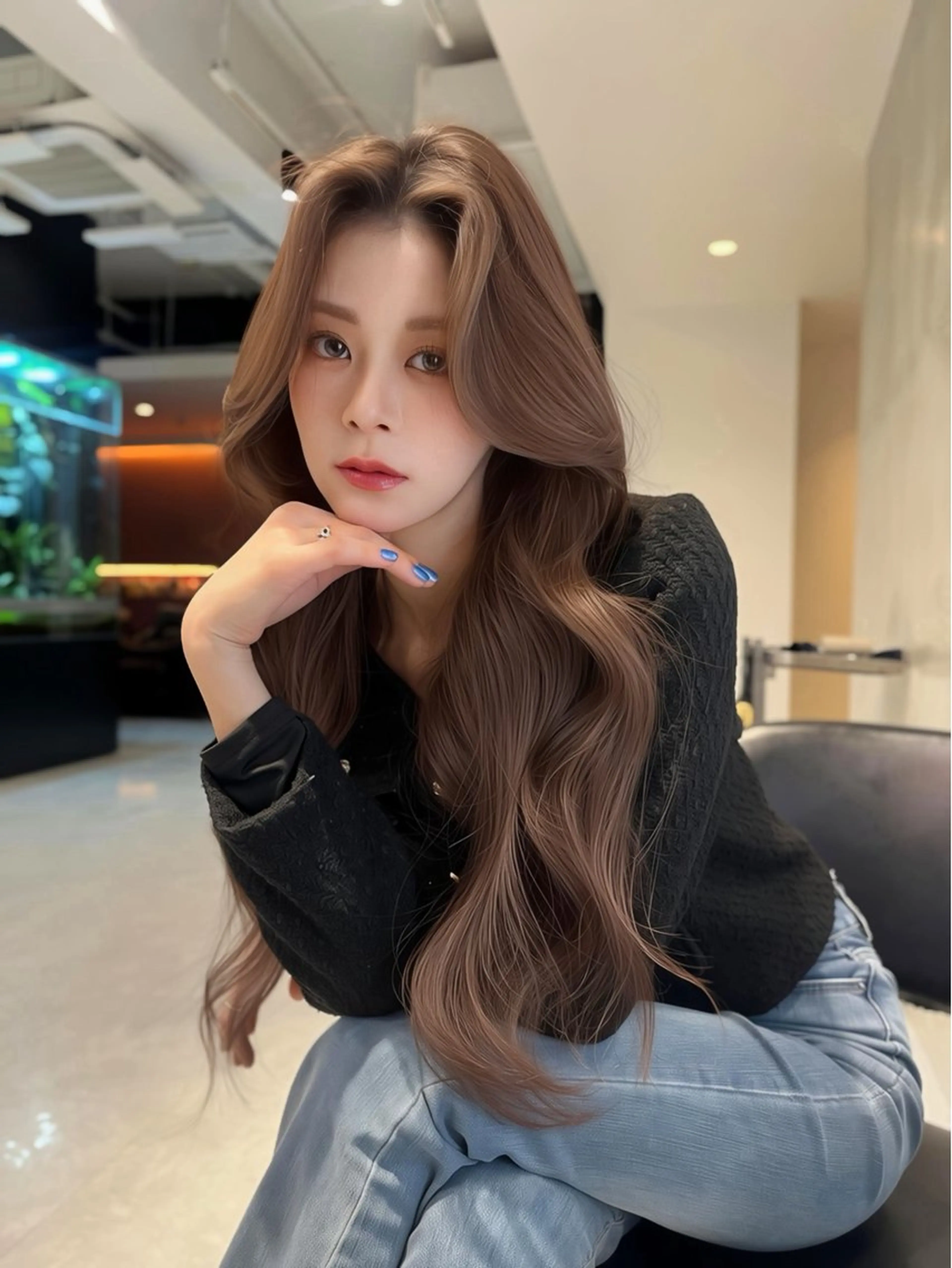 ロング カット ヘアカラー トリートメント 海野翔吾🇨🇳 ワンホンレイヤーのヘアスタイル