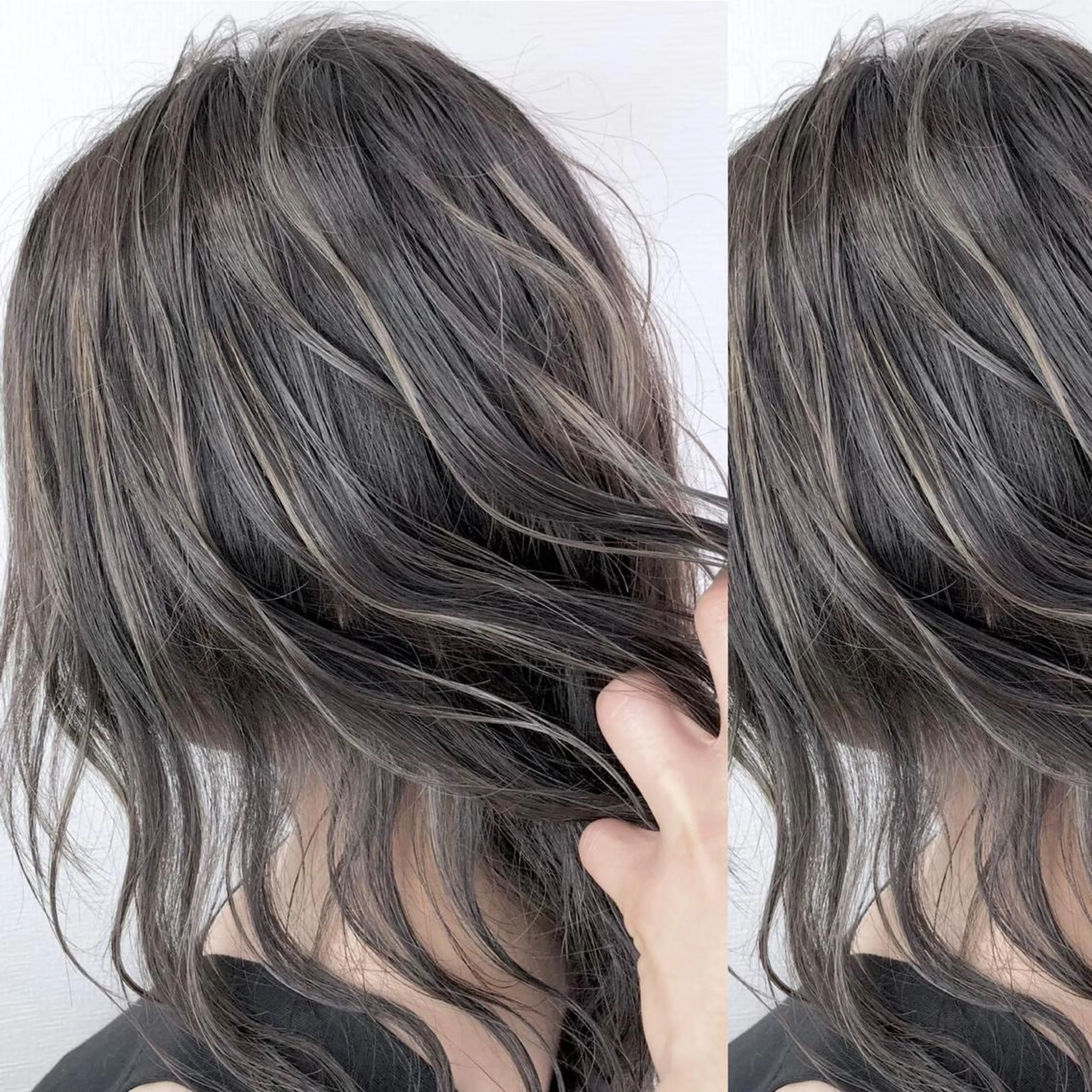 ミディアム カラー JuNブリーチに 縮毛矯正するプロのヘアスタイル