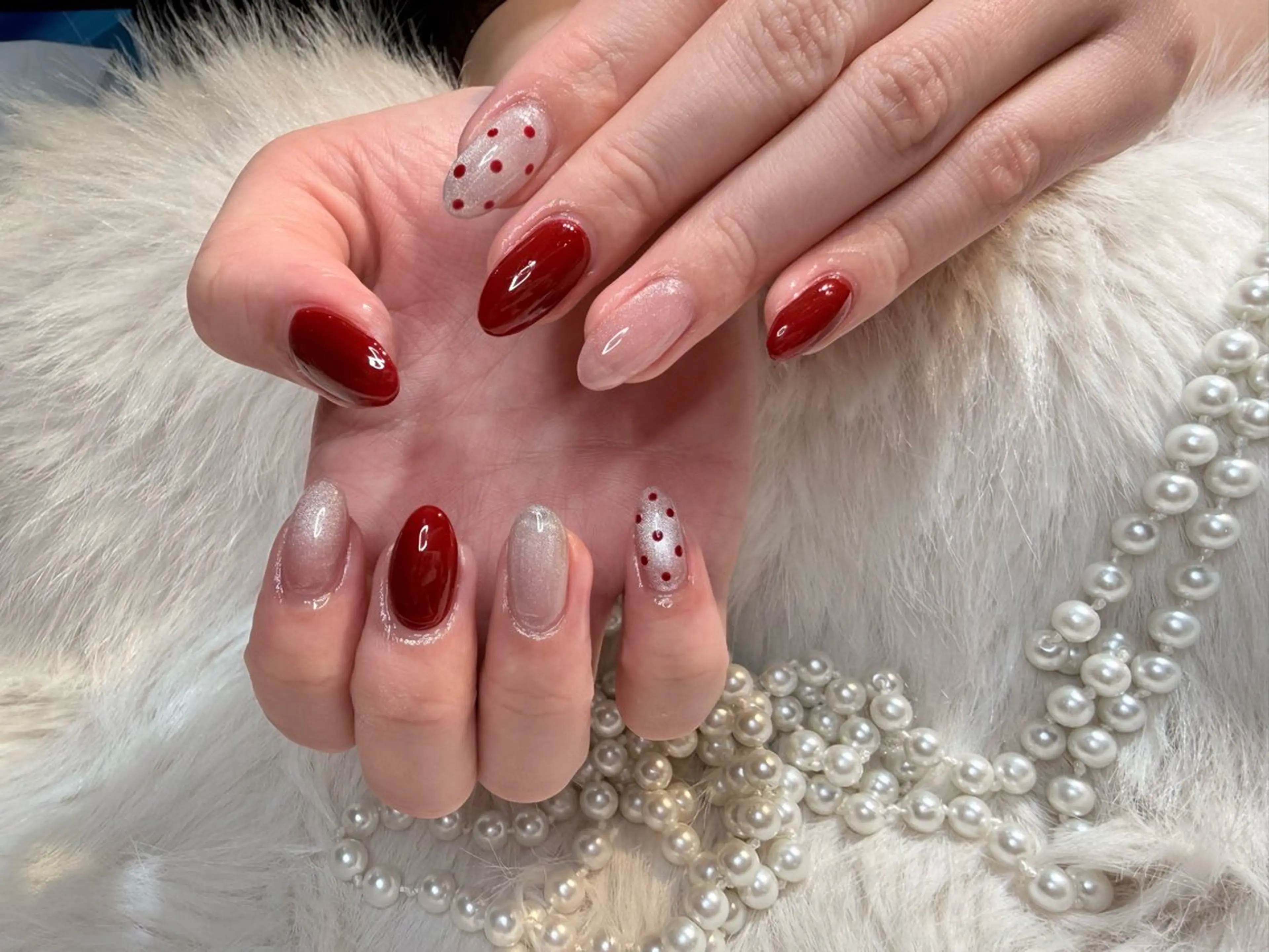 ネイル リボン、ガーリー パーツ放題専門店のネイルデザイン