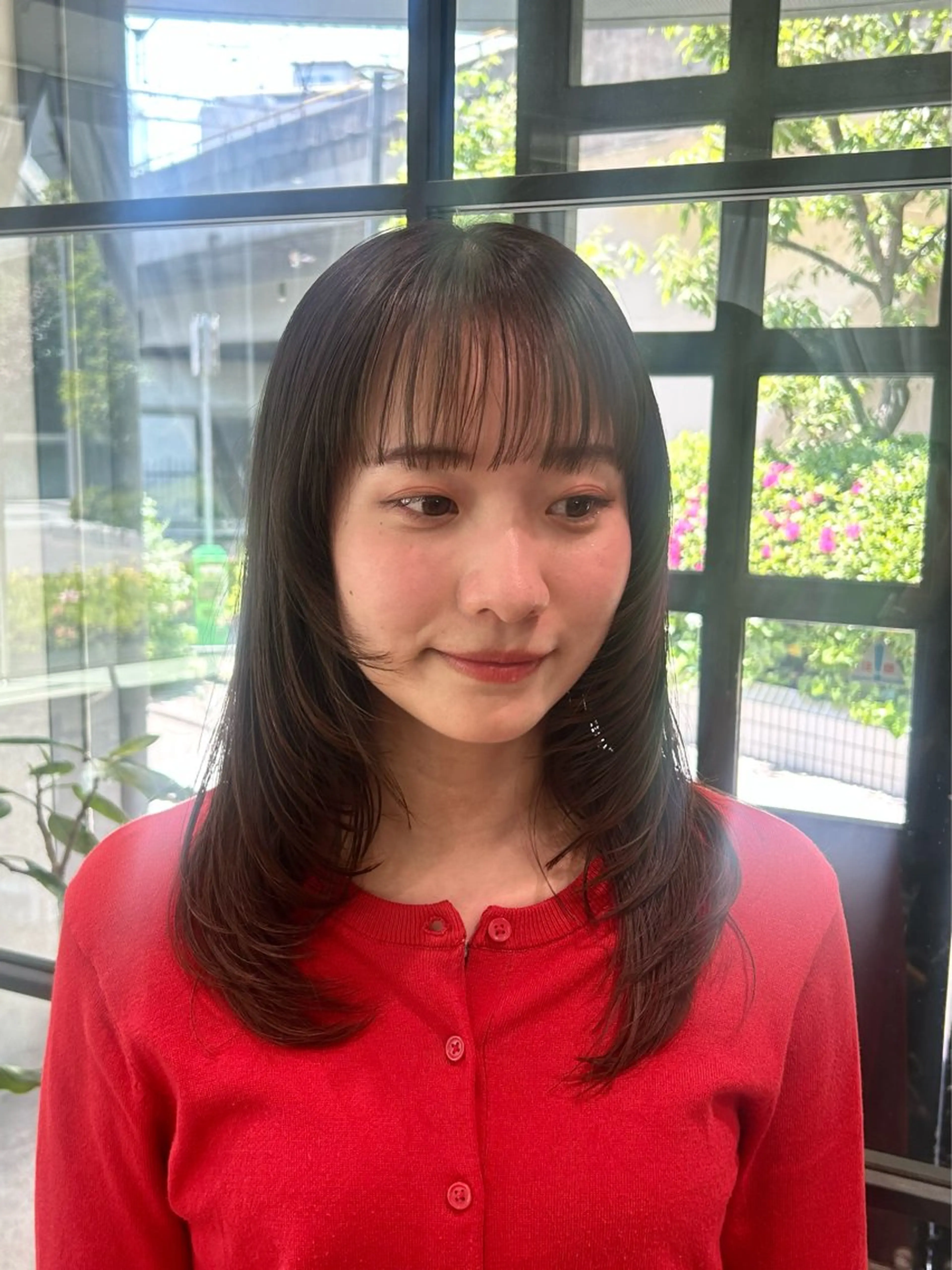 セミロング 顔まわりレイヤー レイヤーカット カット Lumier de mashu所属・nana/ボブ/ レイヤー/メンズのヘアスタイル