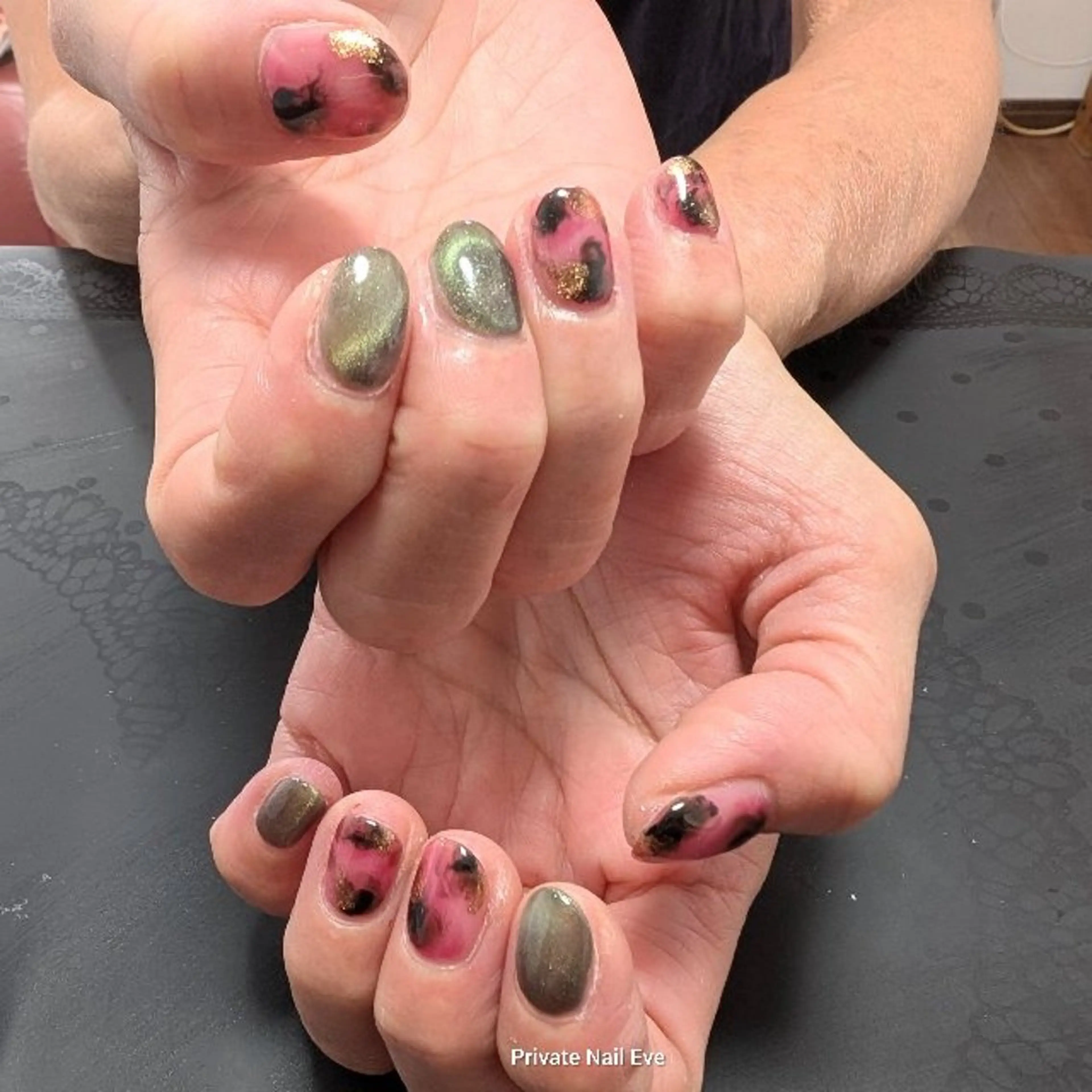 ネイル べっ甲ネイル 赤色 ハンドネイル ネイル junkoのネイルデザイン