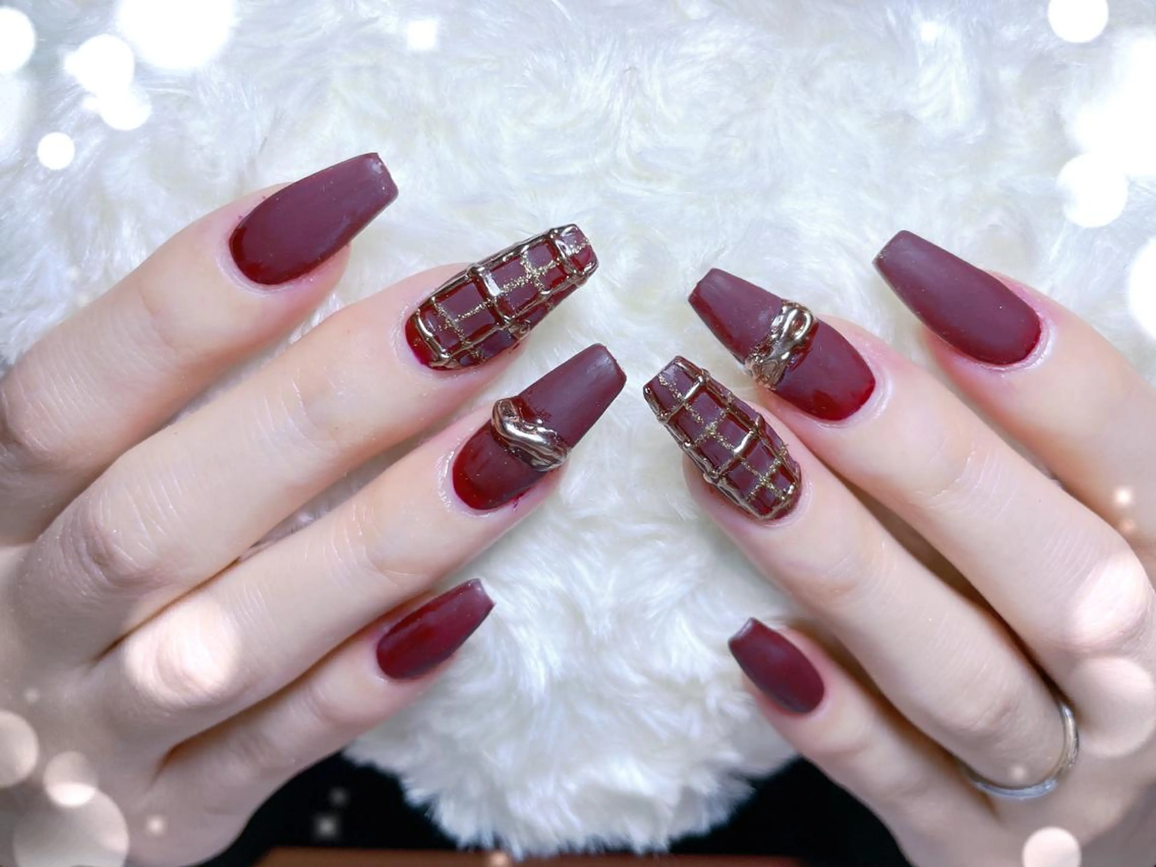 ネイル ボルドー ハンドネイル Whity所属・Whity kiriのネイルデザイン