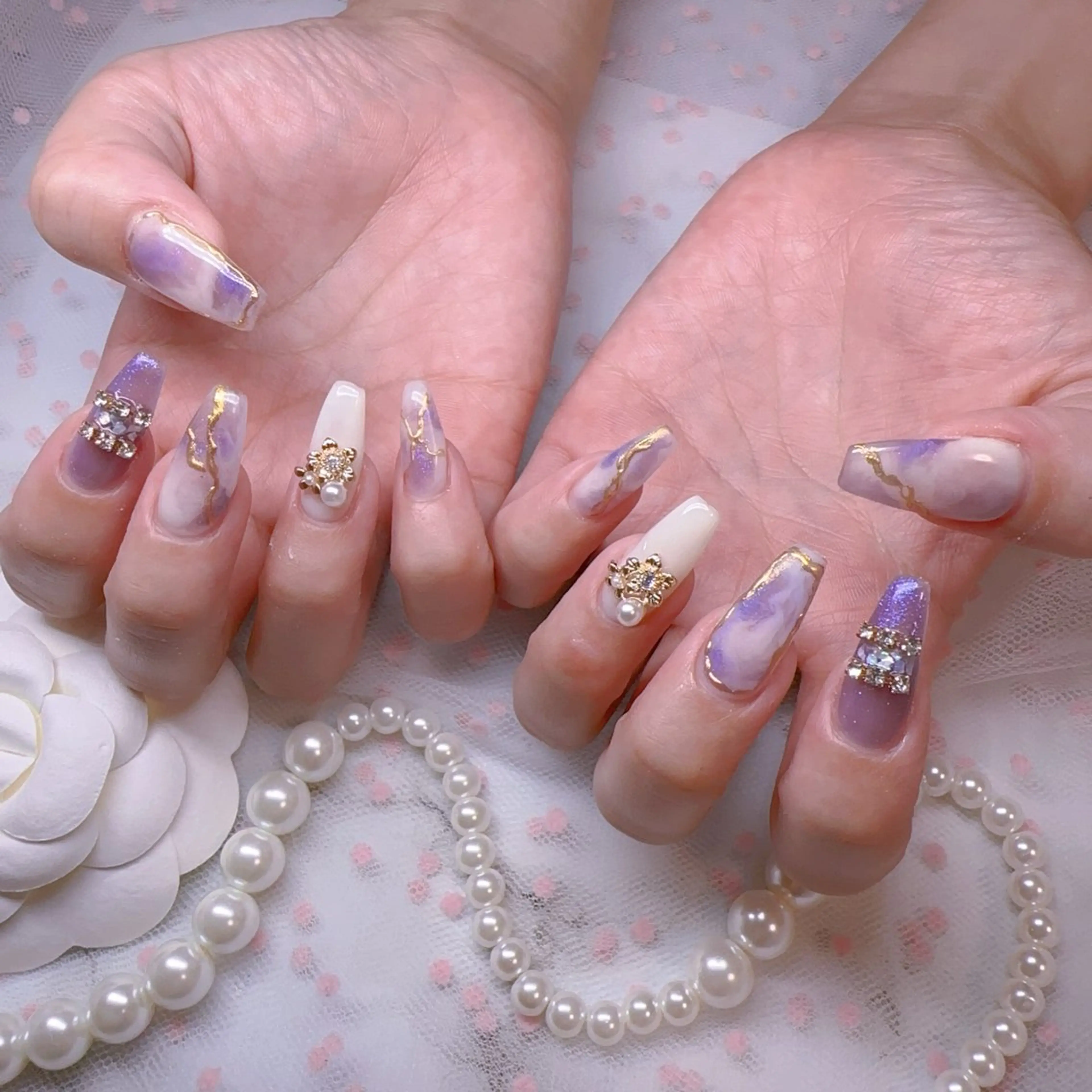 ネイル オーロラネイル 長さ出し フットネイル 韓国ネイル ラメ(グリッター) Belle nail salon 新小岩のネイルデザイン