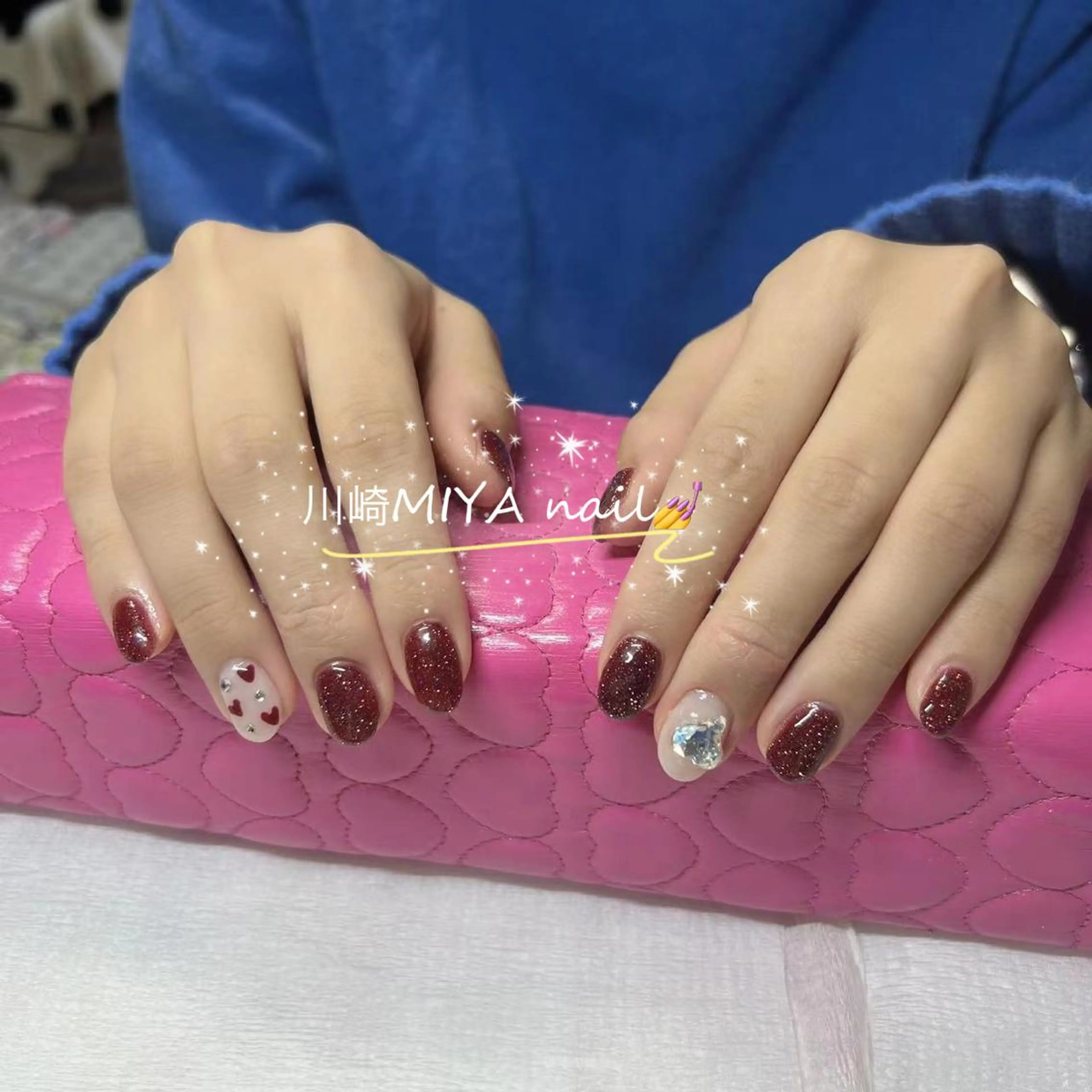 ミディアム ハンドネイル ハンドケア 💜MIYA nail川崎店のネイルデザイン