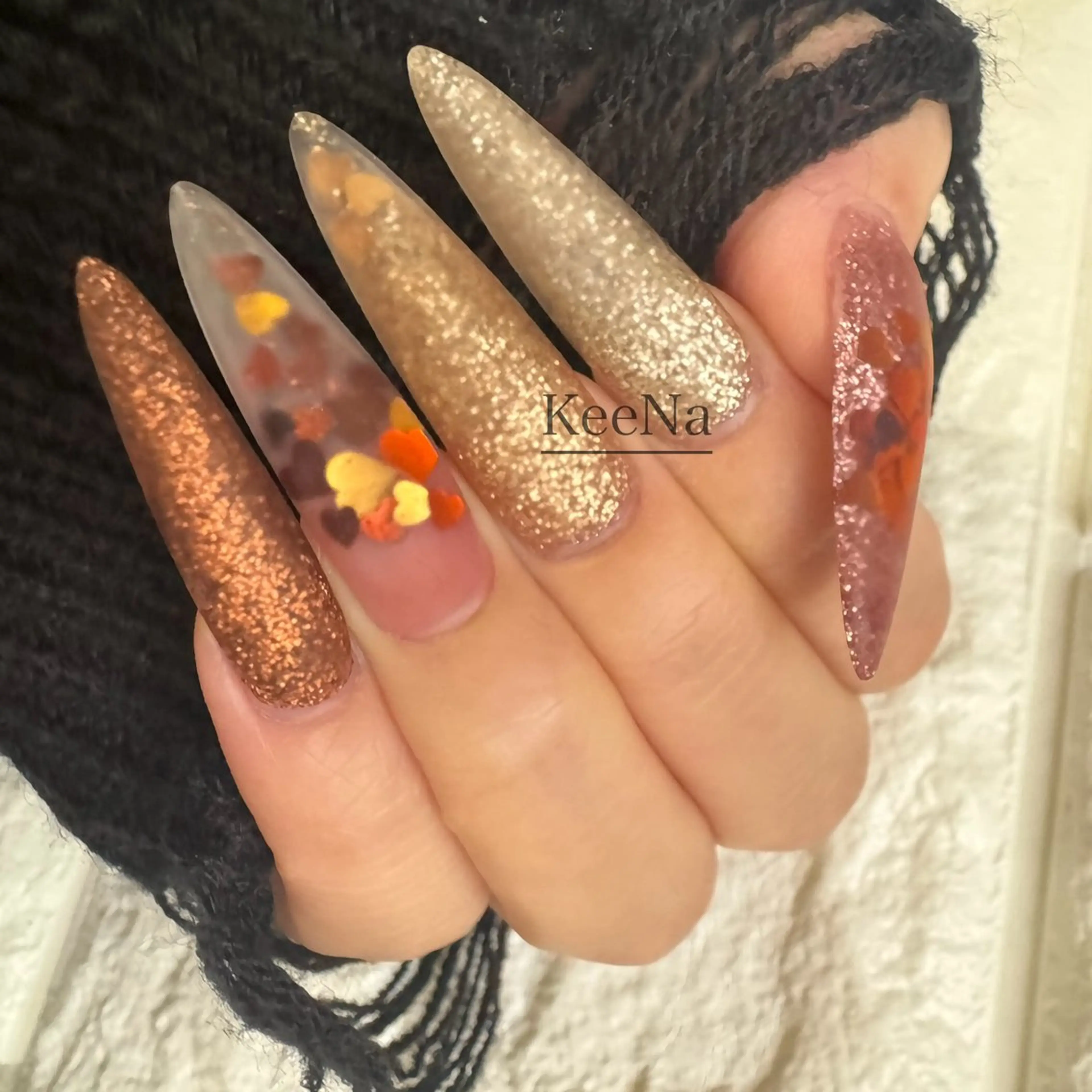 ネイル ハート ロングネイル スカルプネイル KeeNa キーナのネイルデザイン