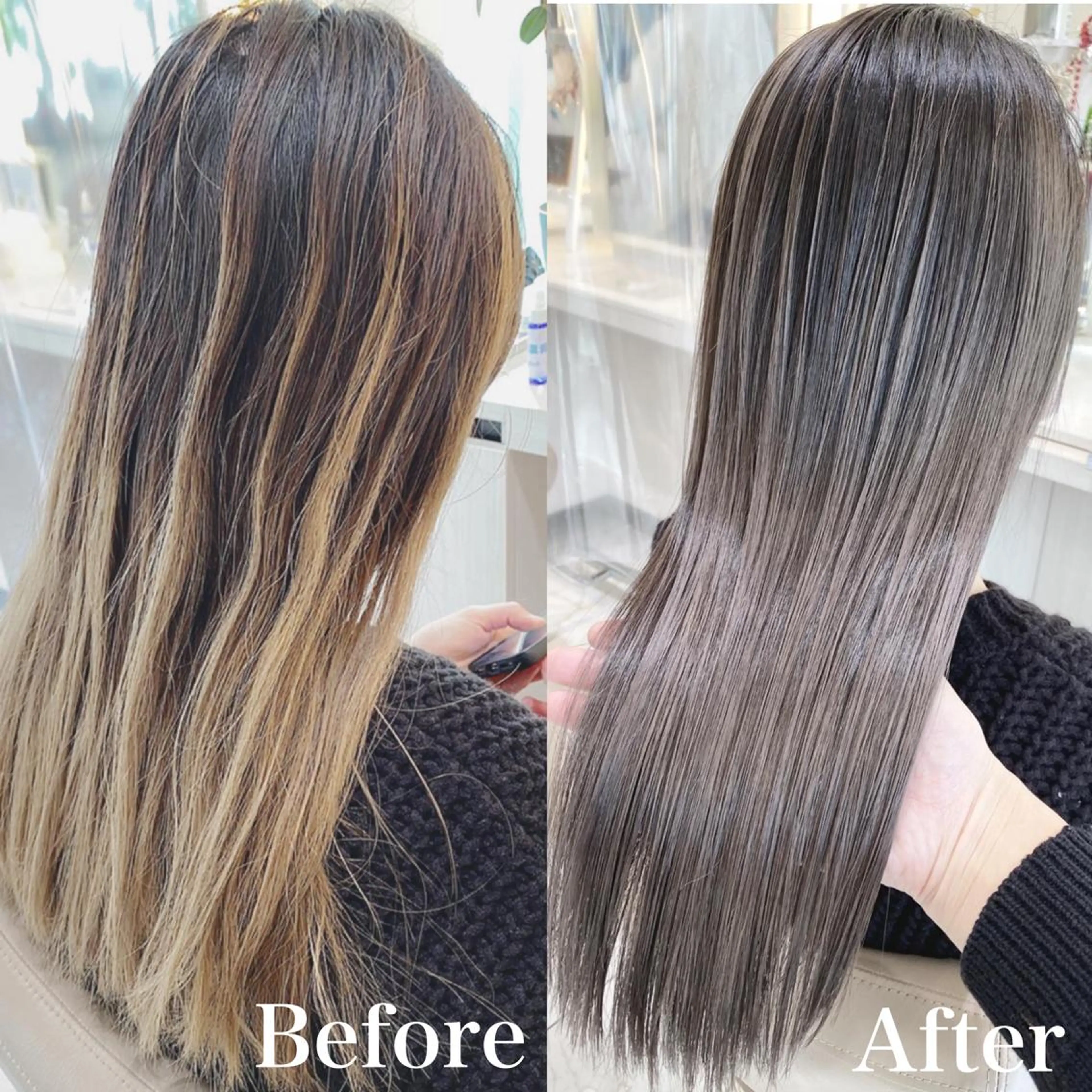 ロング カラー バレイヤージュ 髪質改善 レイヤーカット カット ヘアカラー トリートメント 山崎俊輔/髪質改善 /バレイヤージュのヘアスタイル