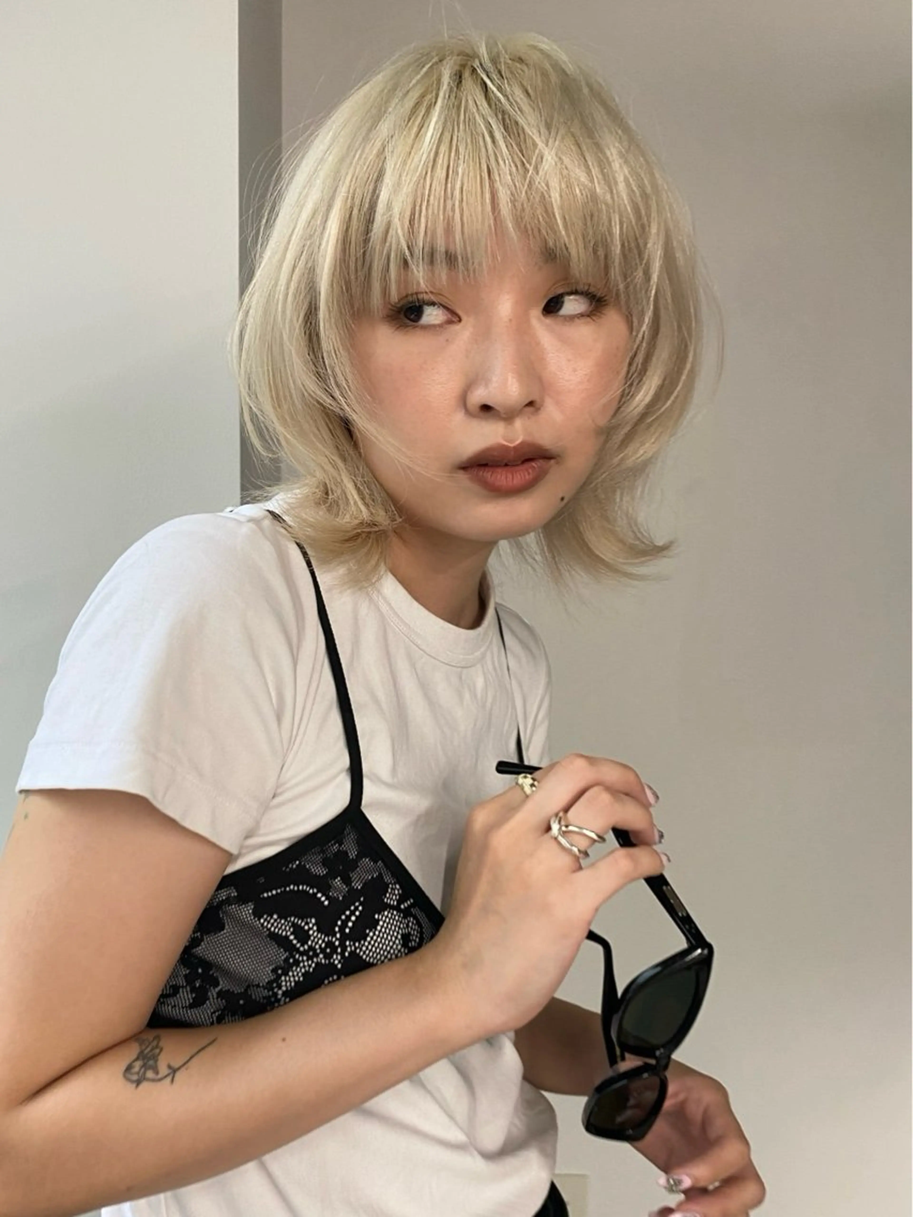 ミディアム ヘアカラー ハイトーン／ フウカ✧︎*。のヘアスタイル