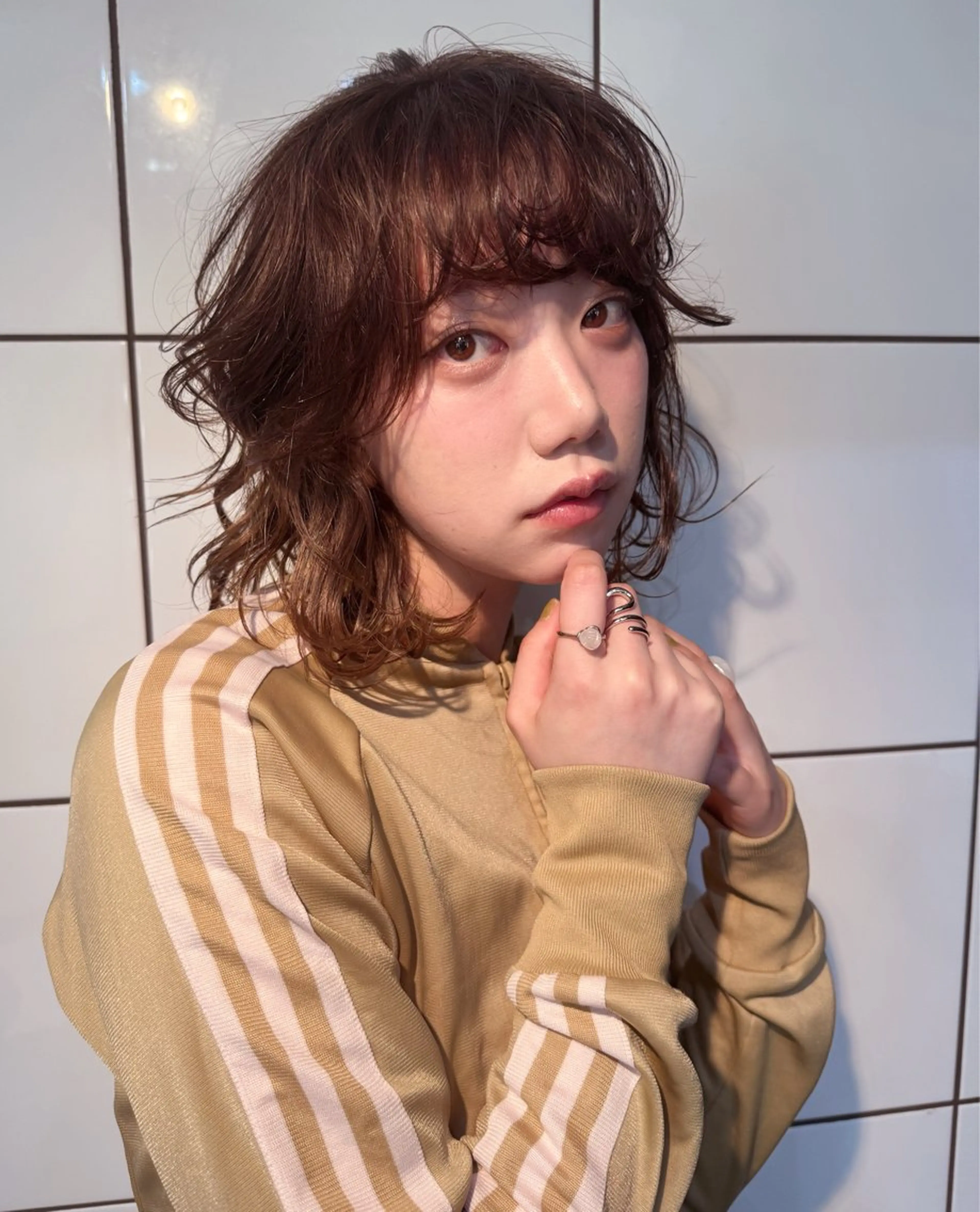 ミディアム パーマ パーマ 韓国ヘア/ハイトーン RYUSEIのヘアスタイル