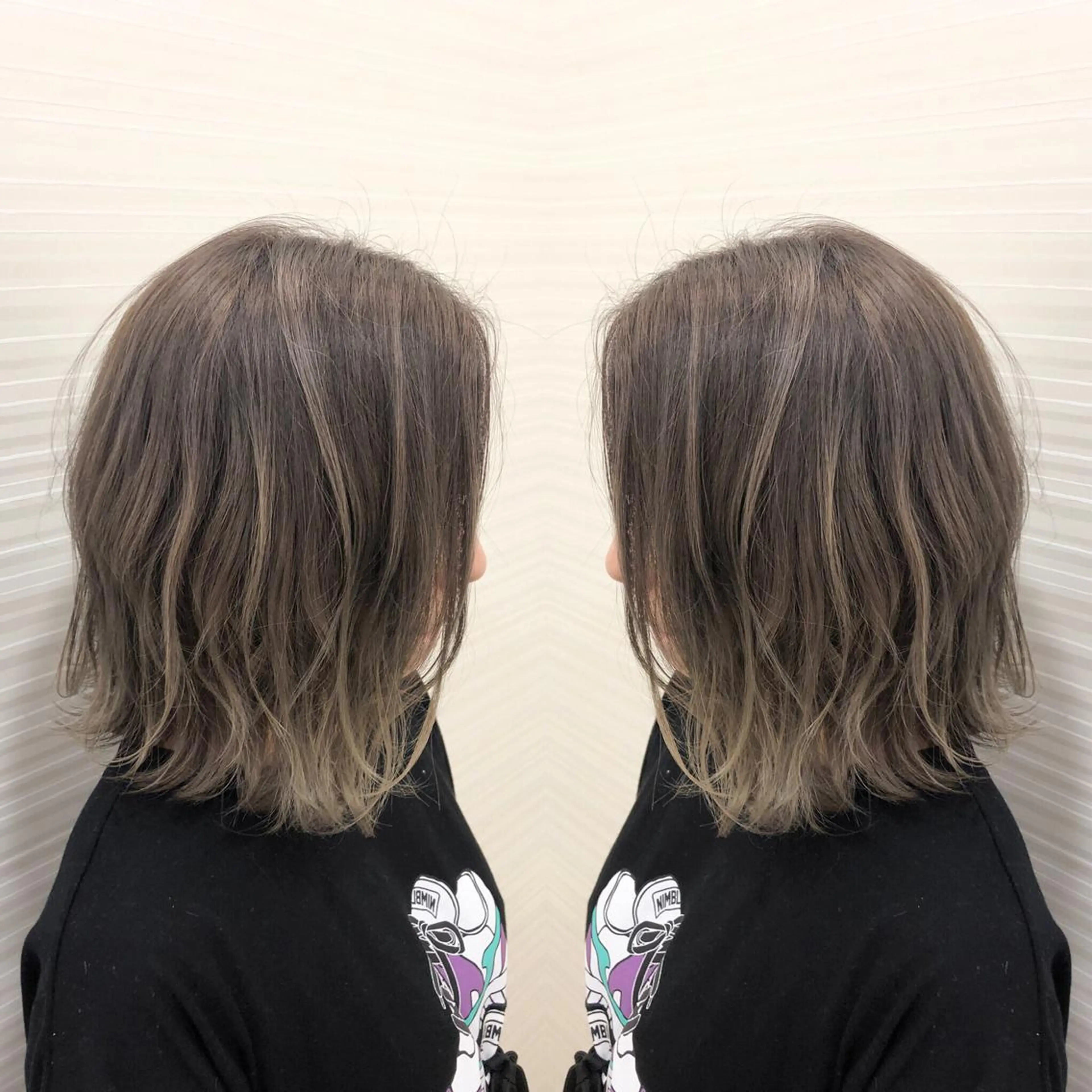 ミディアム ハイライト 得能 雅人のヘアスタイル