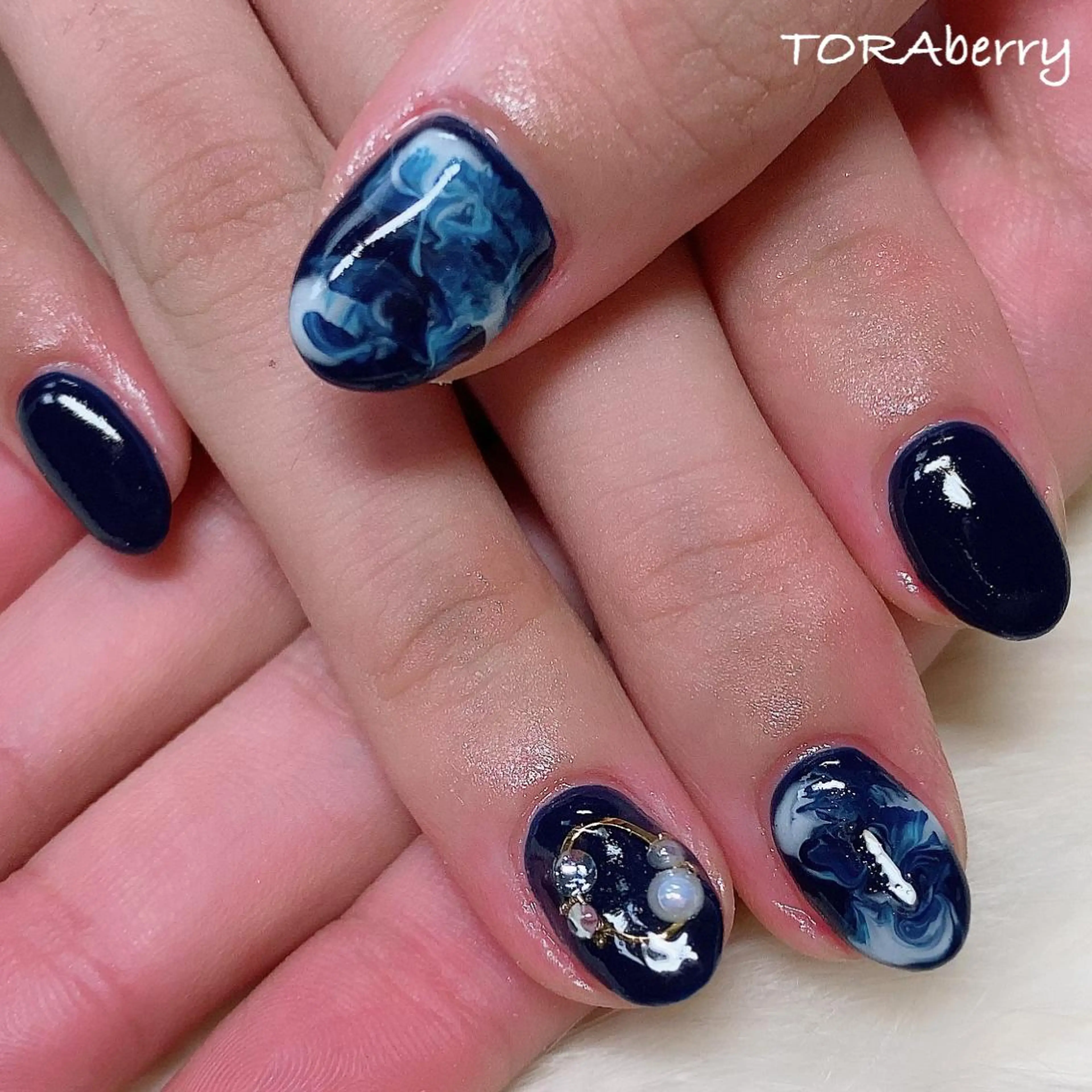 ネイル ネイビー ハンドネイル ネイリスト なつみのネイルデザイン