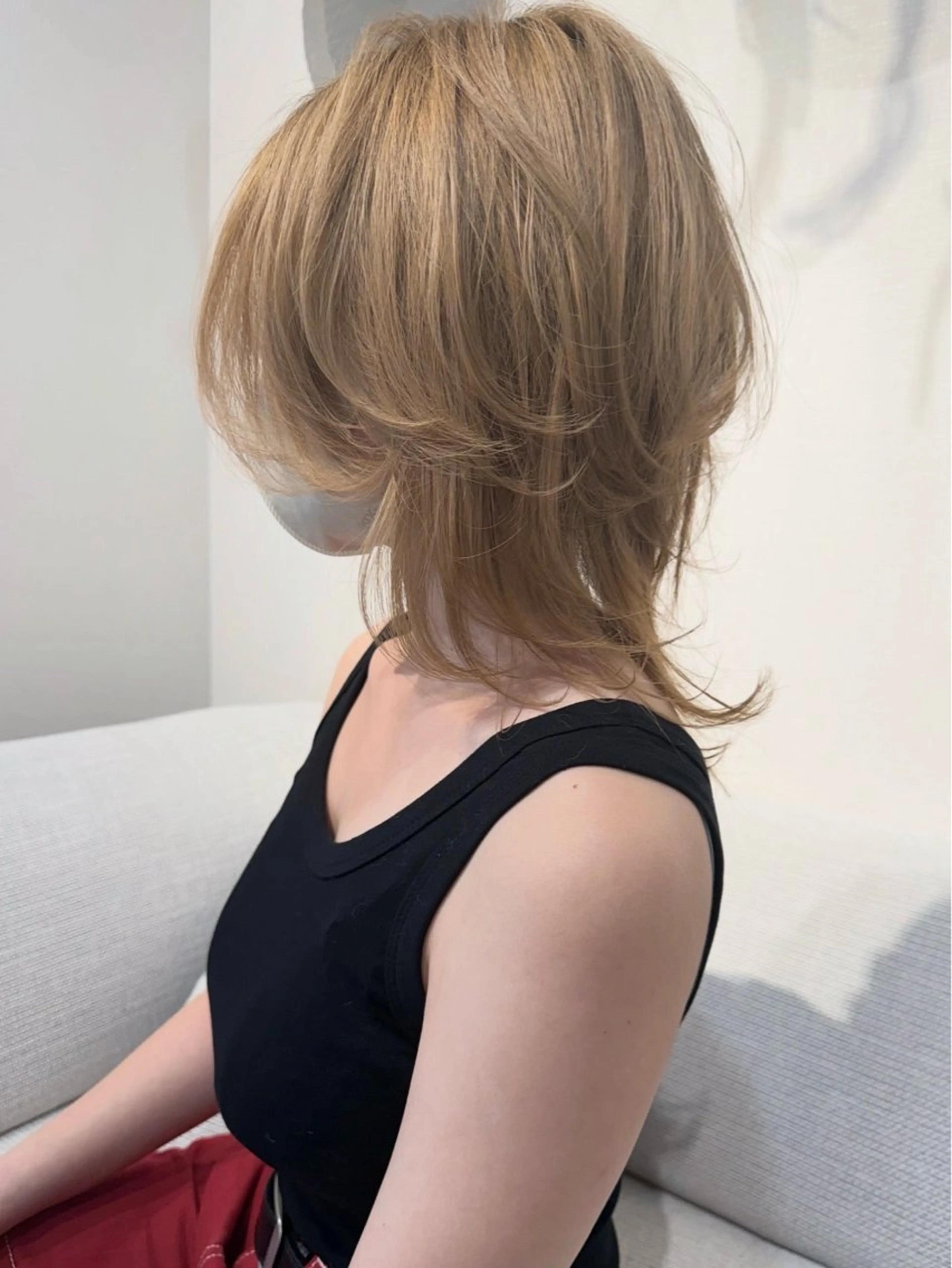 ミディアム カラー ブロンド ウルフカット カット ヘアカラー トリートメント 田室 和幸のヘアスタイル