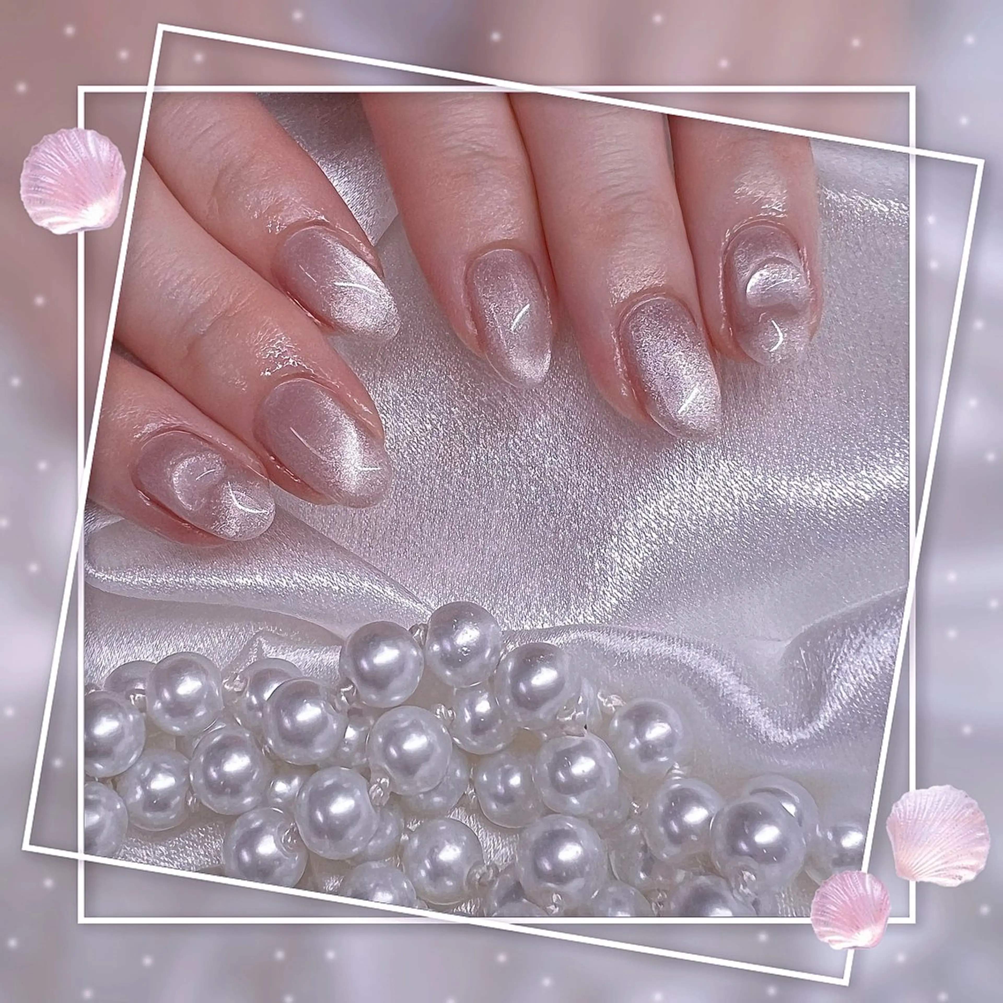 ネイル フレンチネイル グラデーション キラキラネイル 韓国ネイル マグネットネイル ハンドネイル Chill Nailsalonのネイルデザイン