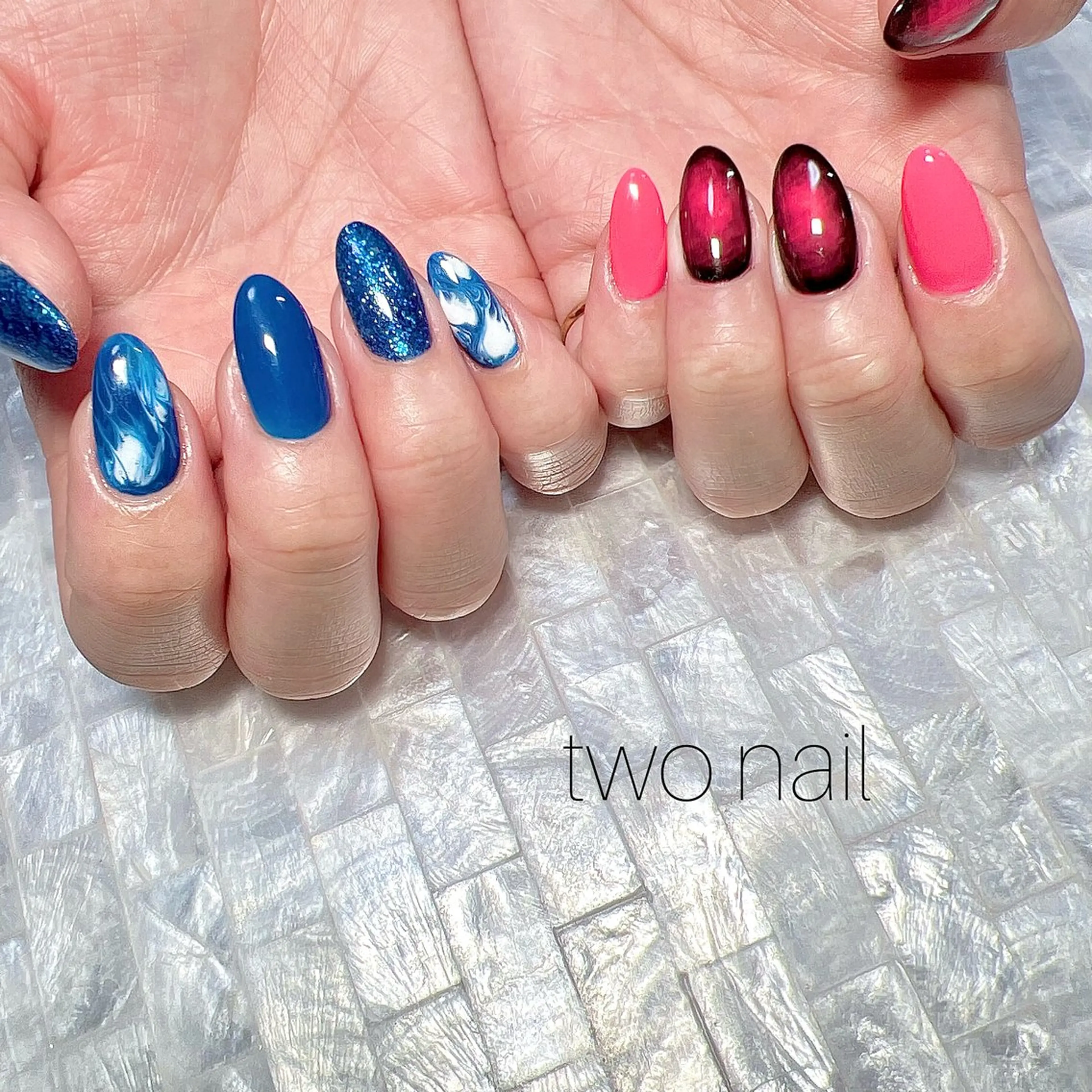 ネイル ネイルチップ ホワイト ハンドネイル two nailのネイルデザイン