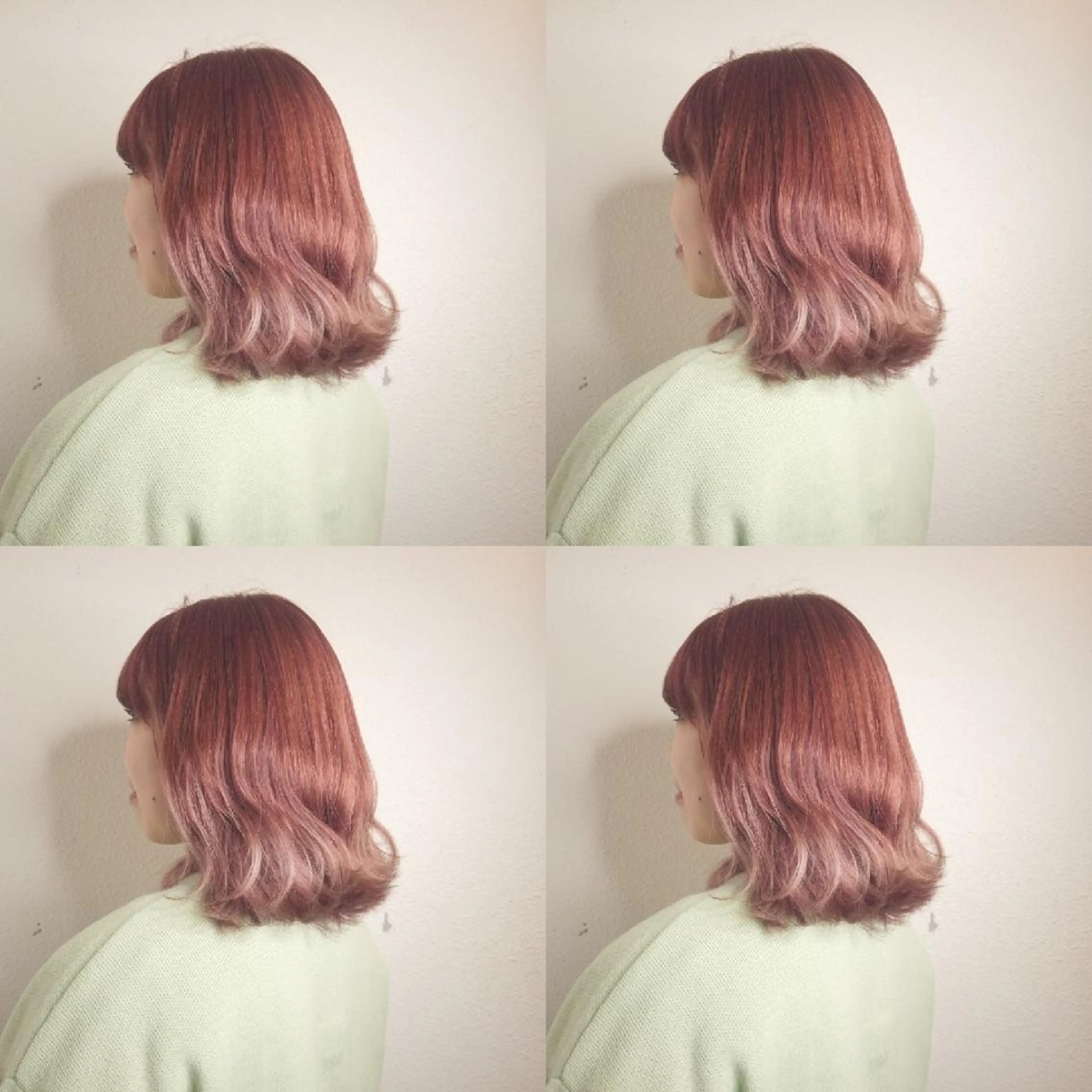 カラー ヘアアレンジ セミロング ベージュカラー ピンクカラー ピンクベージュ 竹内啓太 ボブのヘアスタイル