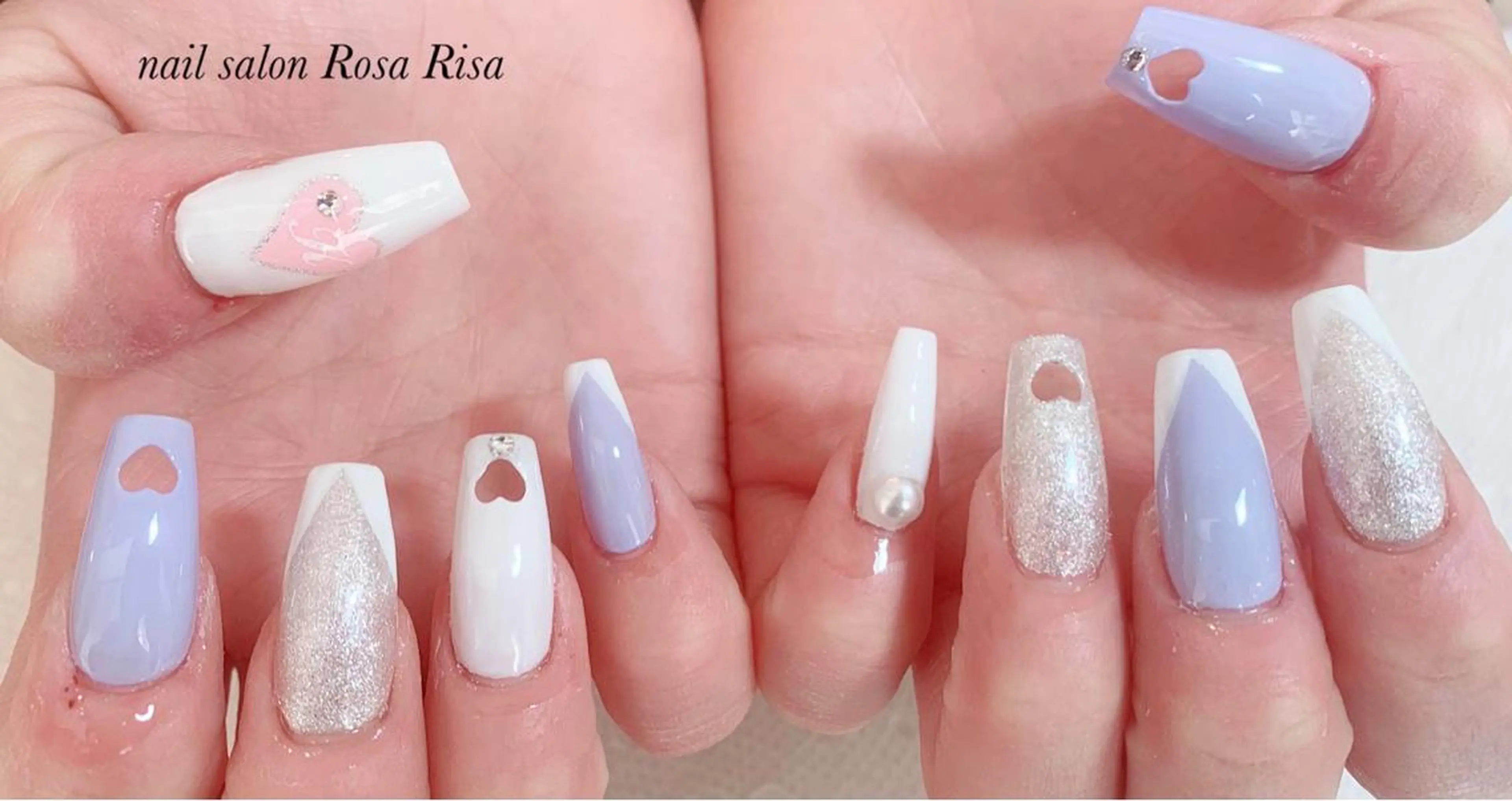 ロング ネイル ハート ネイルスタジオ シェイクユアハンズのネイルデザイン