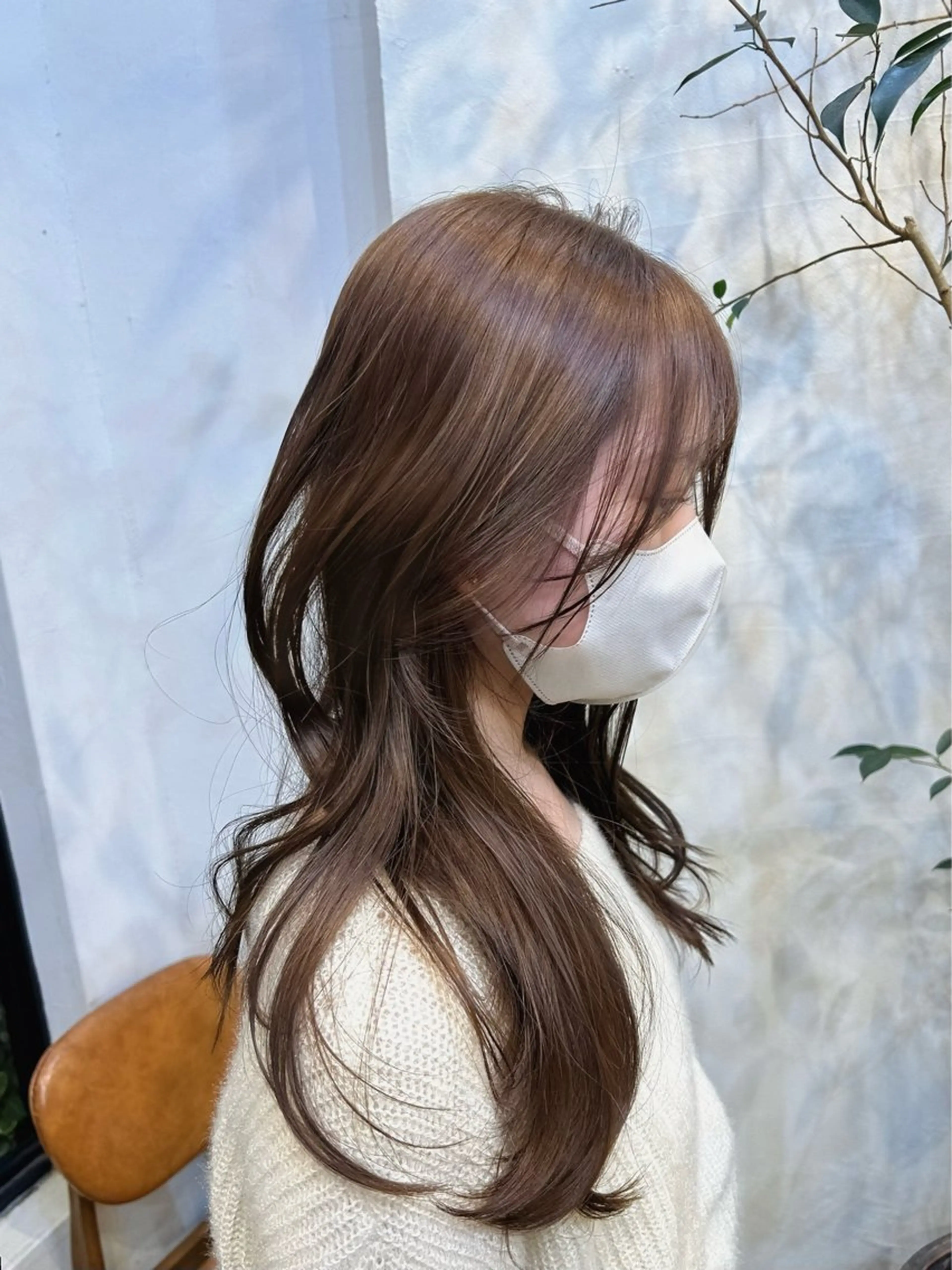 ロング カラー アッシュ ベージュカラー ヘアカラー 松尾海奈 /ショートカットのヘアスタイル