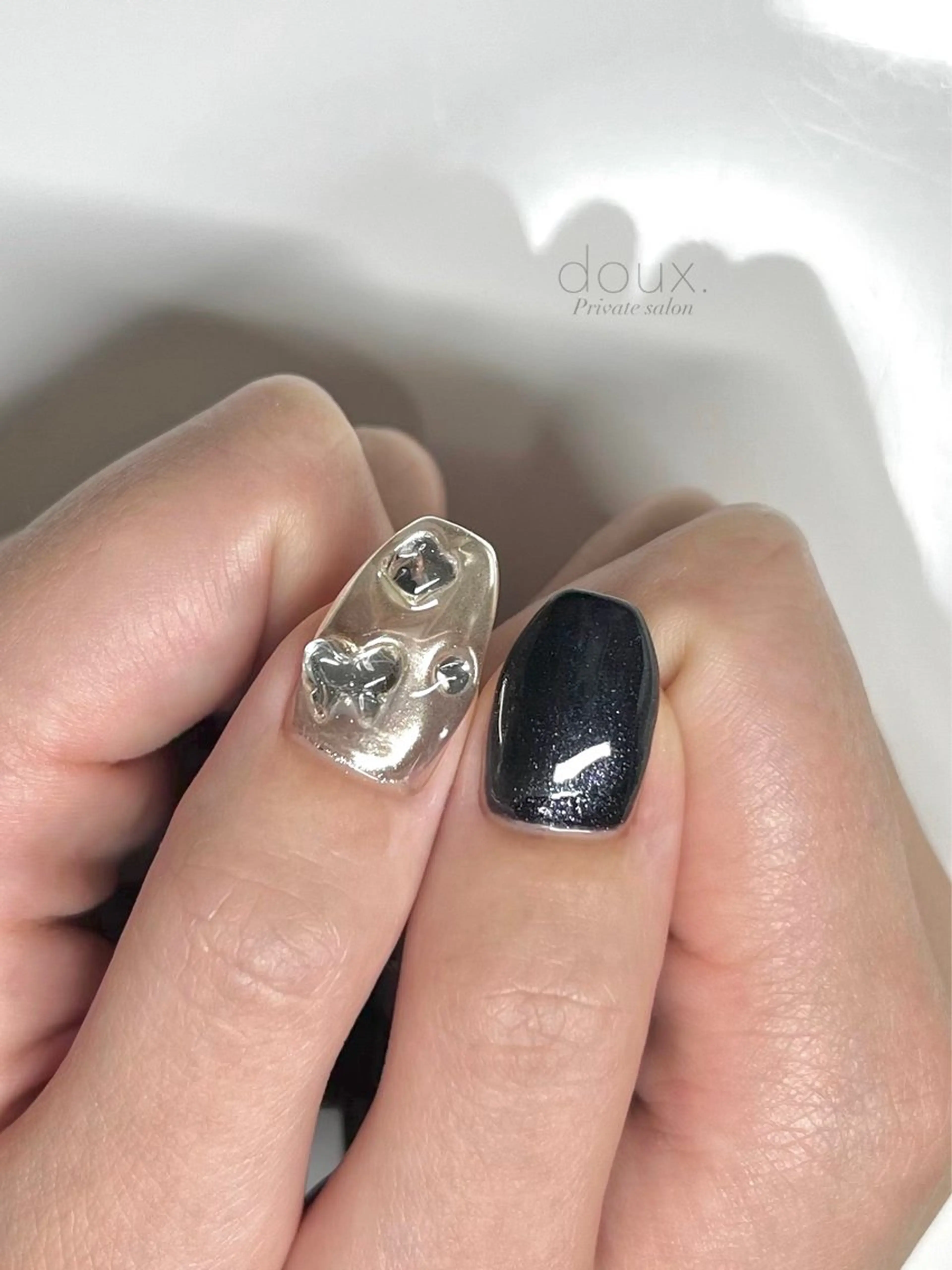 ネイル 韓国ネイル マグネットネイル ミラーネイル 持ち込み オフィスネイル ハンドネイル doux. nailのネイルデザイン