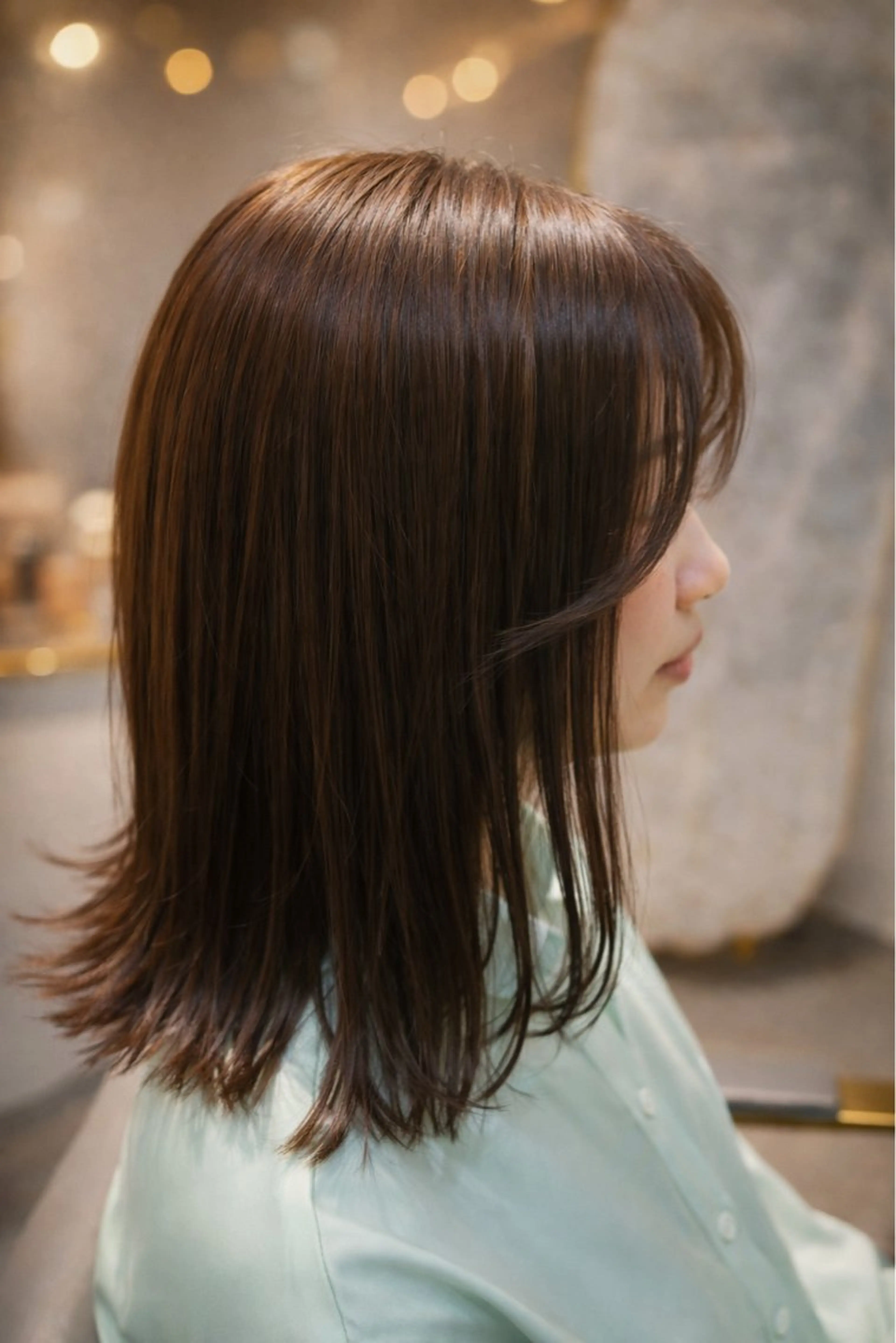 ミディアム ボブレイヤー ミディアムパーマ ボブ ハイライト 髪質改善 カット ヘアカラー トリートメント The Apartment of Solon Citta 船橋609所属・髪質改善/縮毛矯正/ 美髪/個室/ハラのヘアスタイル