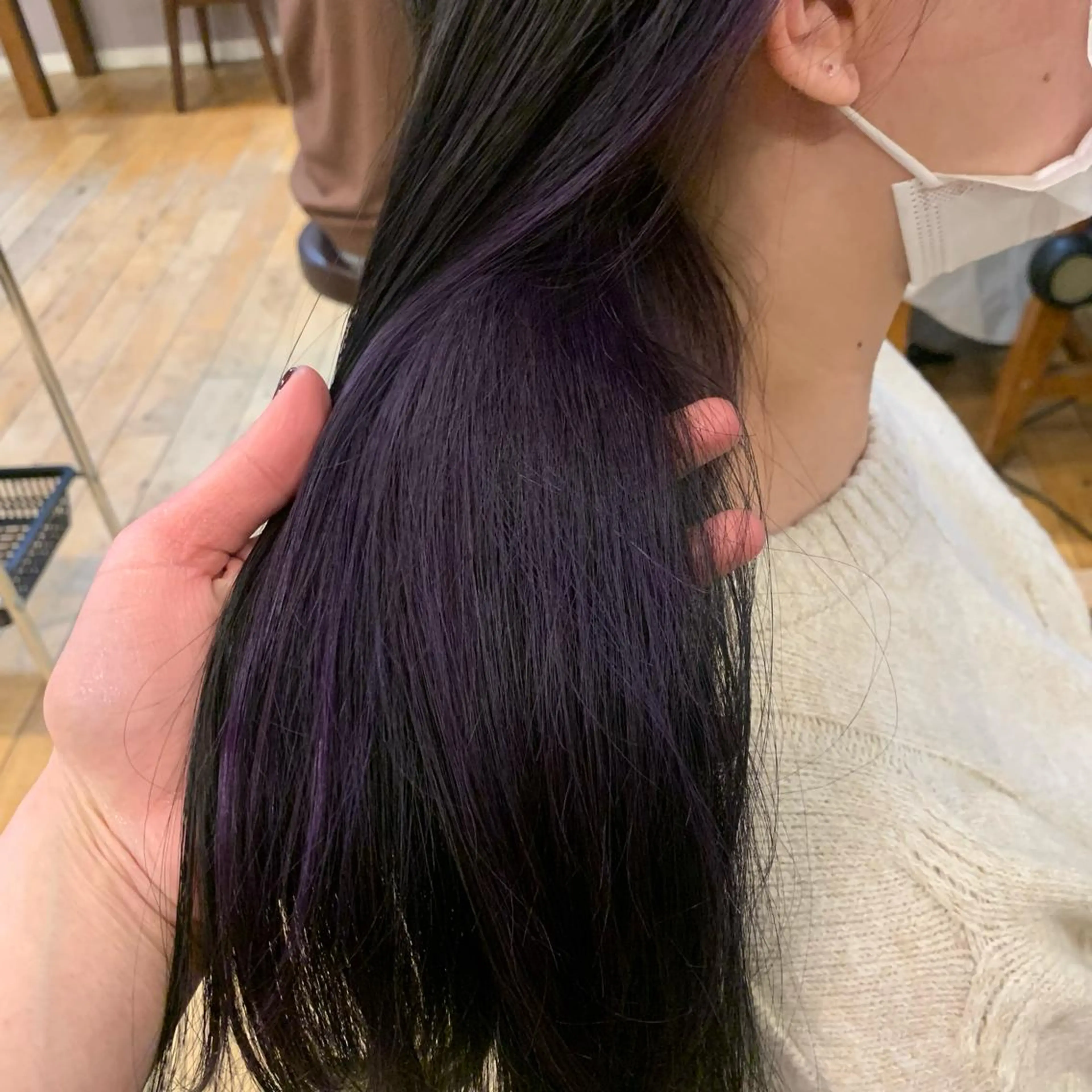 ロング カラー ヘアアレンジ インナーカラー パープルカラー 顔周りカット/アレン ジ/カラー小野寺紗良のヘアスタイル