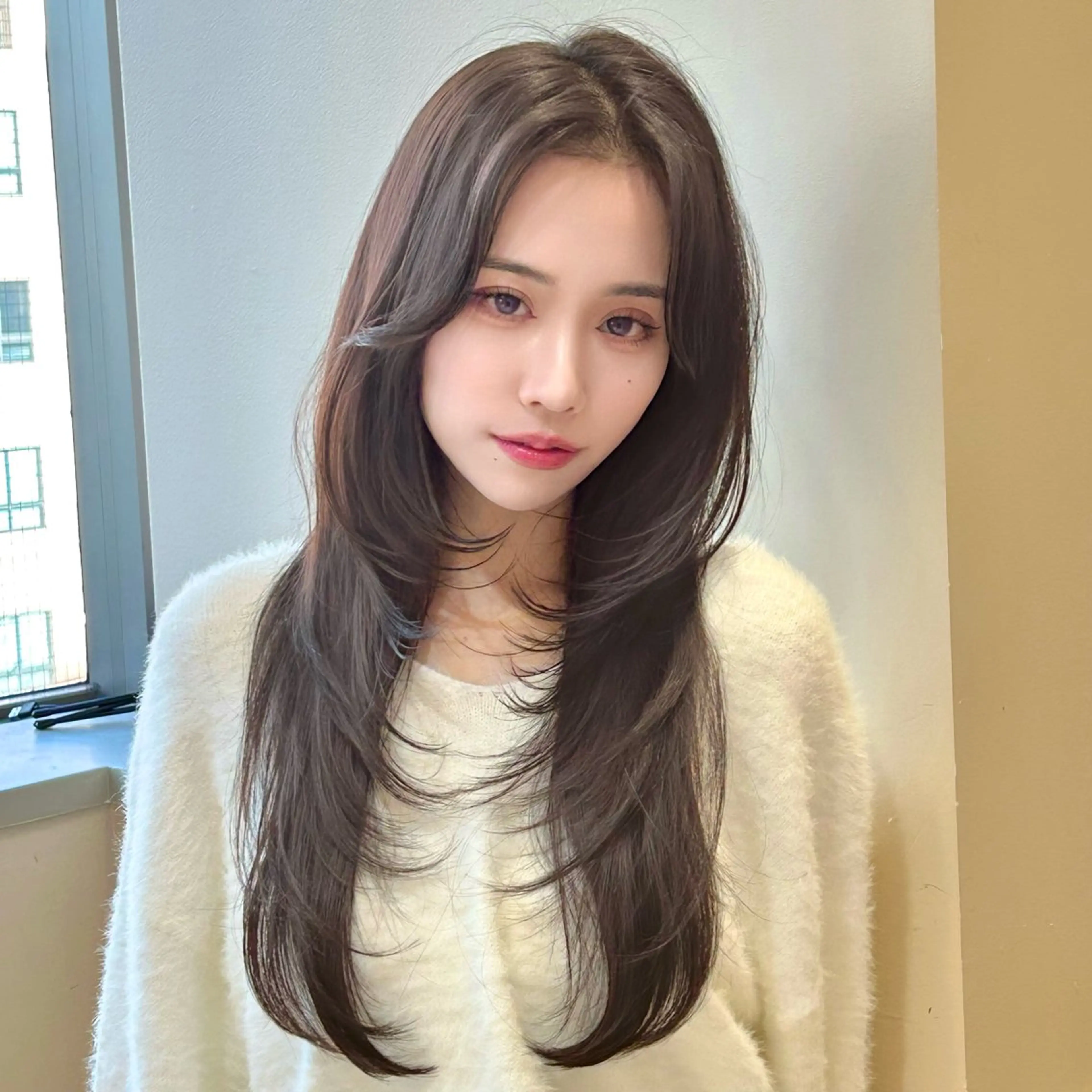 ロング 縮毛矯正/レイヤー 韓国/顔まわり/夢音のヘアスタイル