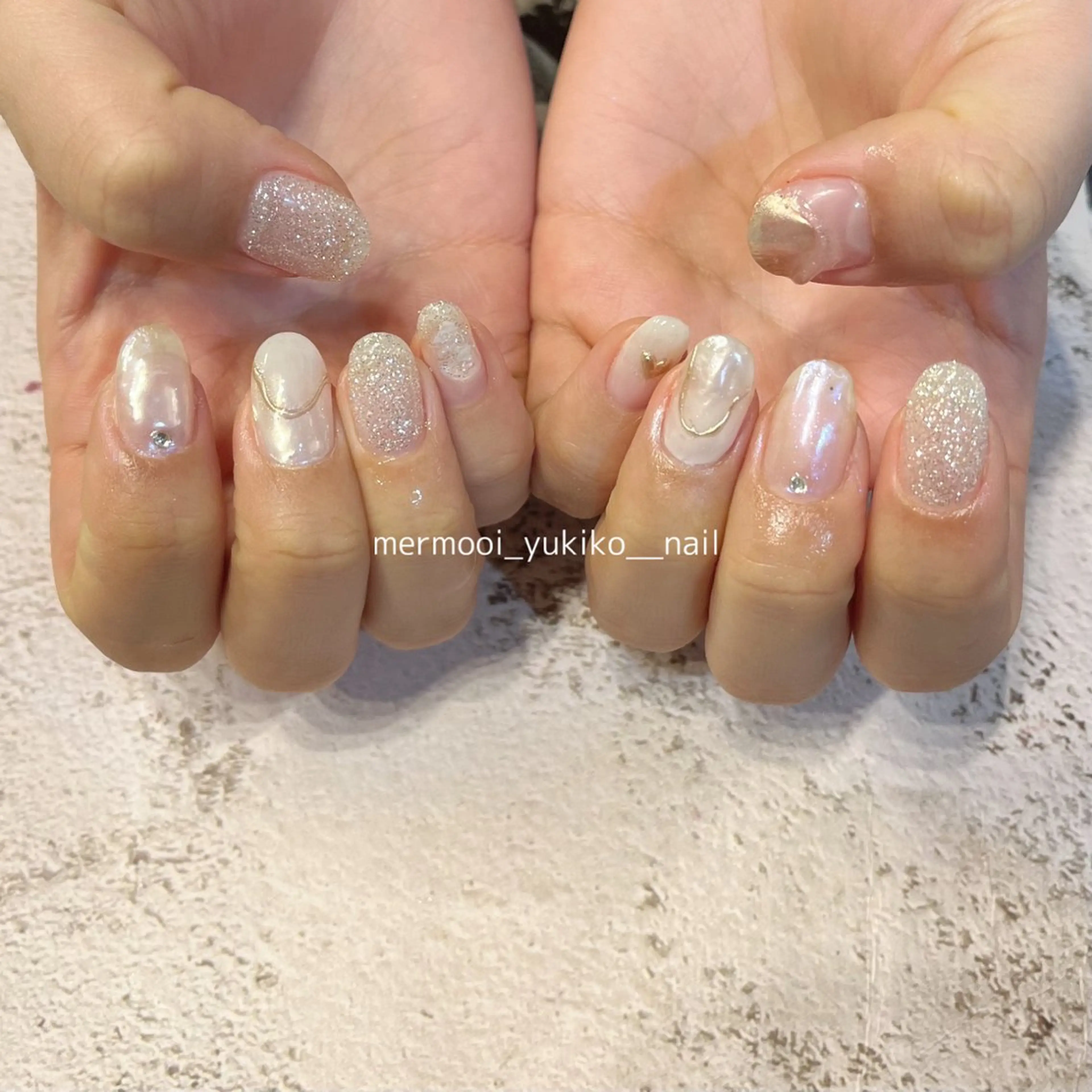 ネイル オーロラネイル ジェルネイル キラキラネイル 韓国ネイル ラメ(グリッター) ハンドネイル melu所属・melu yukikoのネイルデザイン