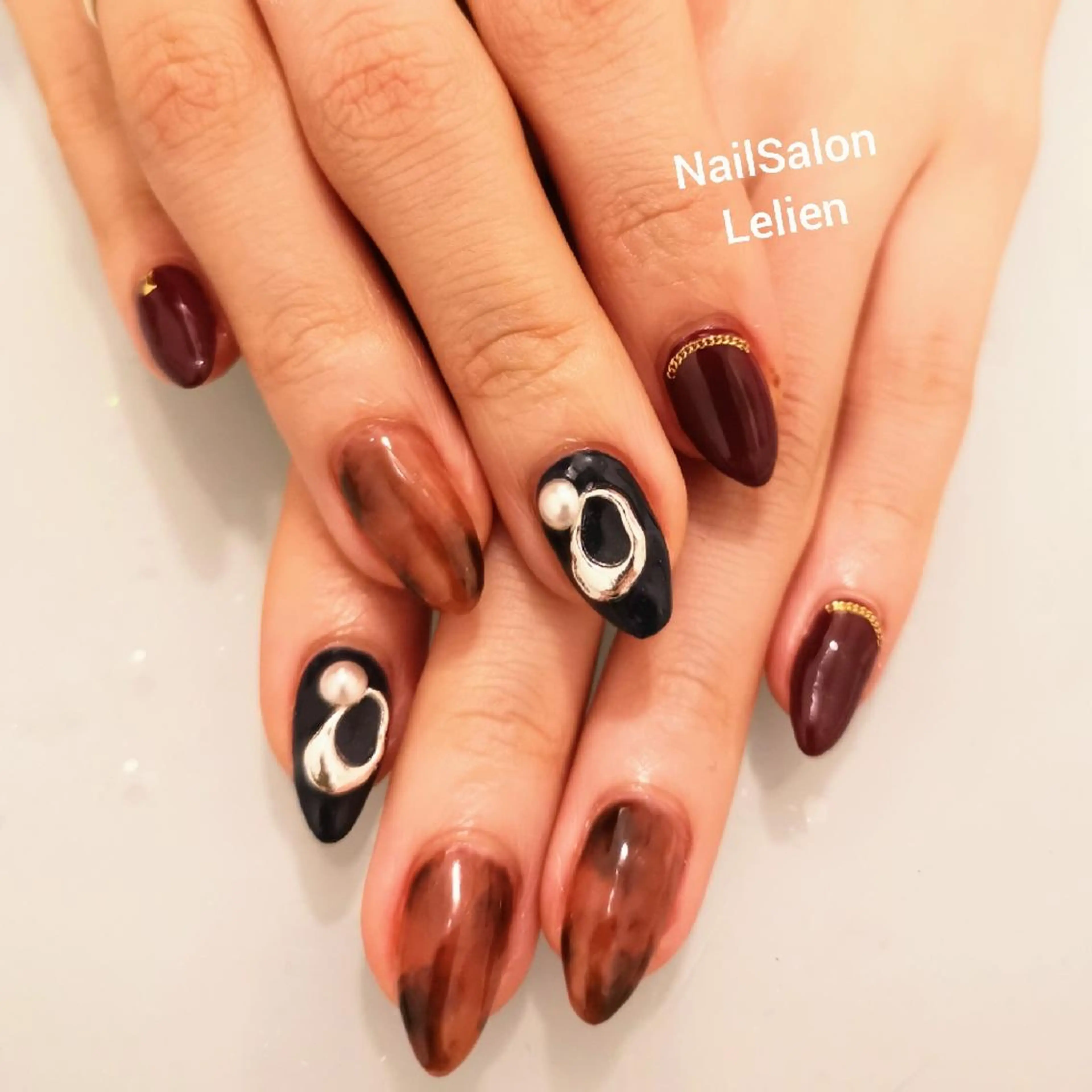 ネイル ボルドー ネイビー 人気エリア💖完全個室【ルリエ】所属・ネイルサロン Lelienルリエのネイルデザイン