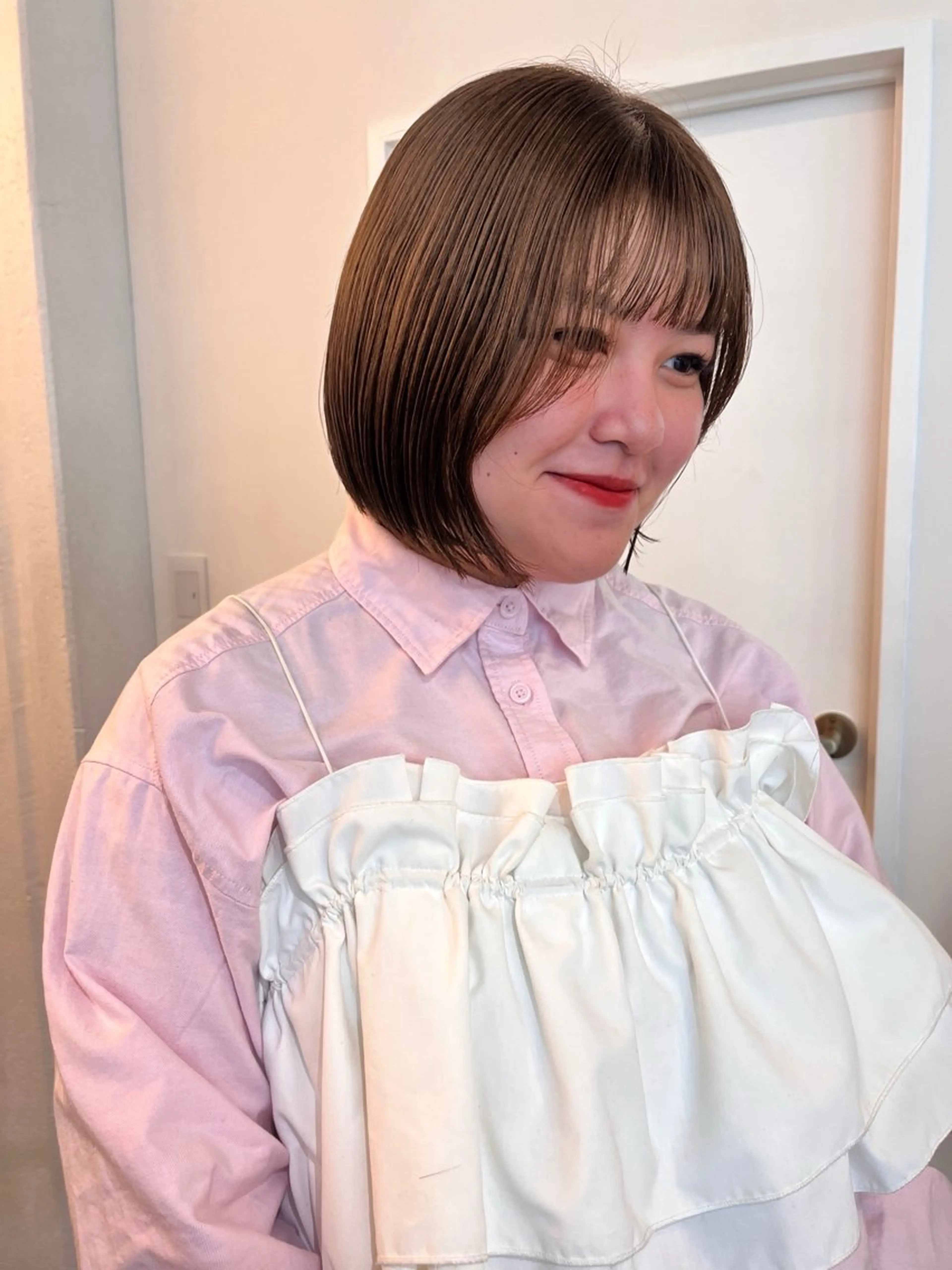 ミディアム カラー カット ヘアカラー トリートメント レイヤーカット/韓国 ヘア/ honokaのヘアスタイル