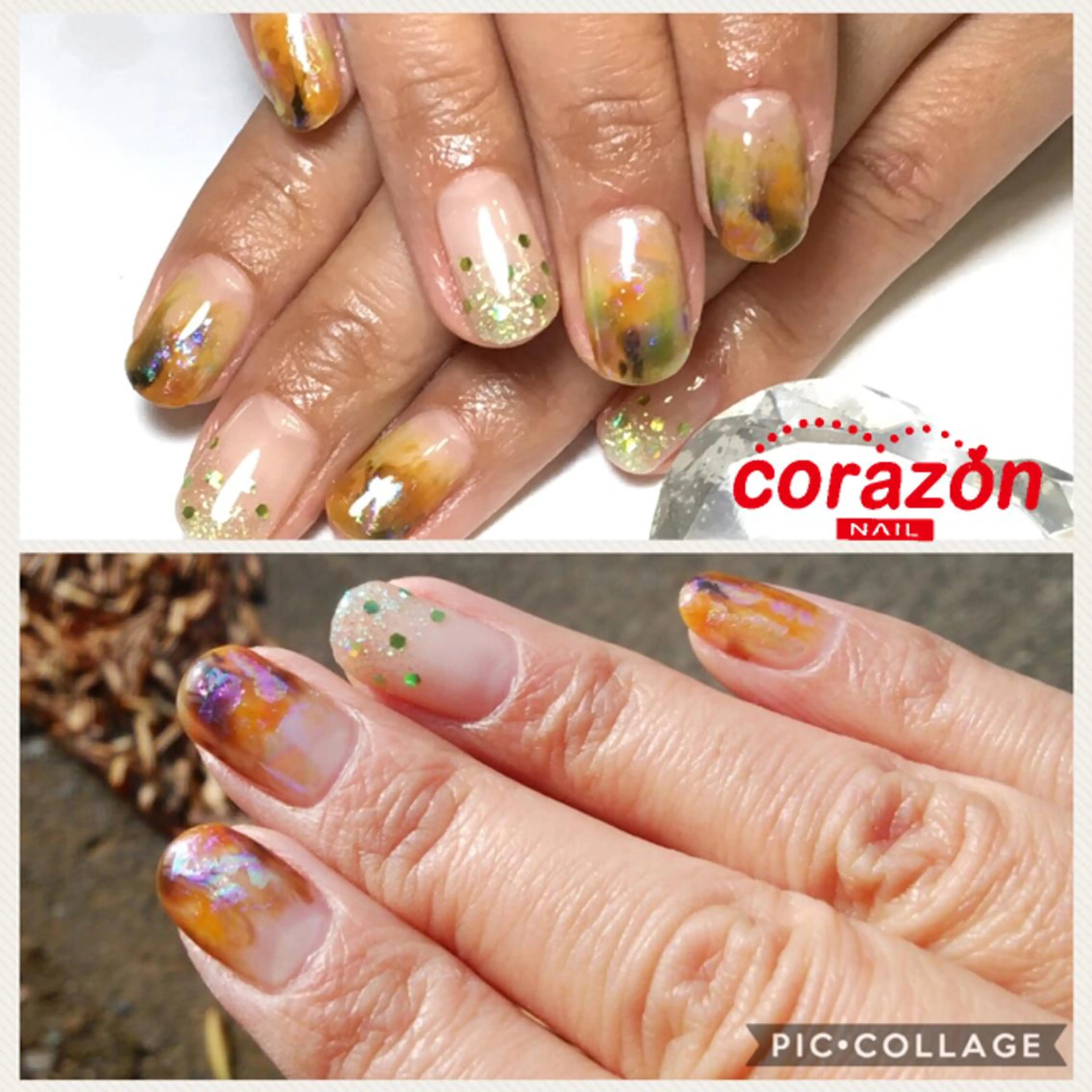 ネイル アートネイル グリーン ニュアンスネイル corazon所属・ネイリスト aicoのネイルデザイン