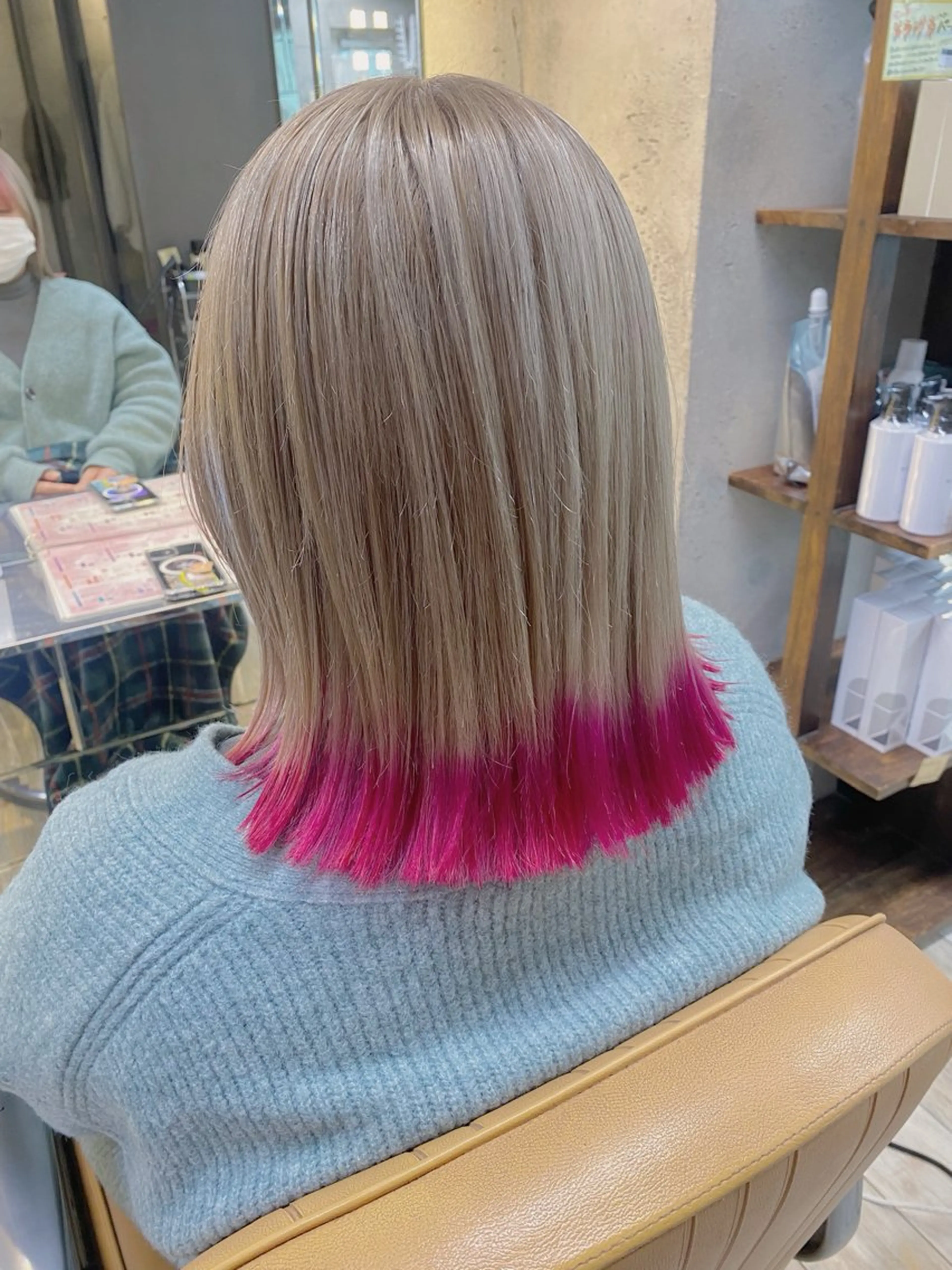 ミディアム カラー ミストバング ブリーチ ケアブリーチ デザインカラー ダブルカラー wakana 【ブリーチカラー】のヘアスタイル