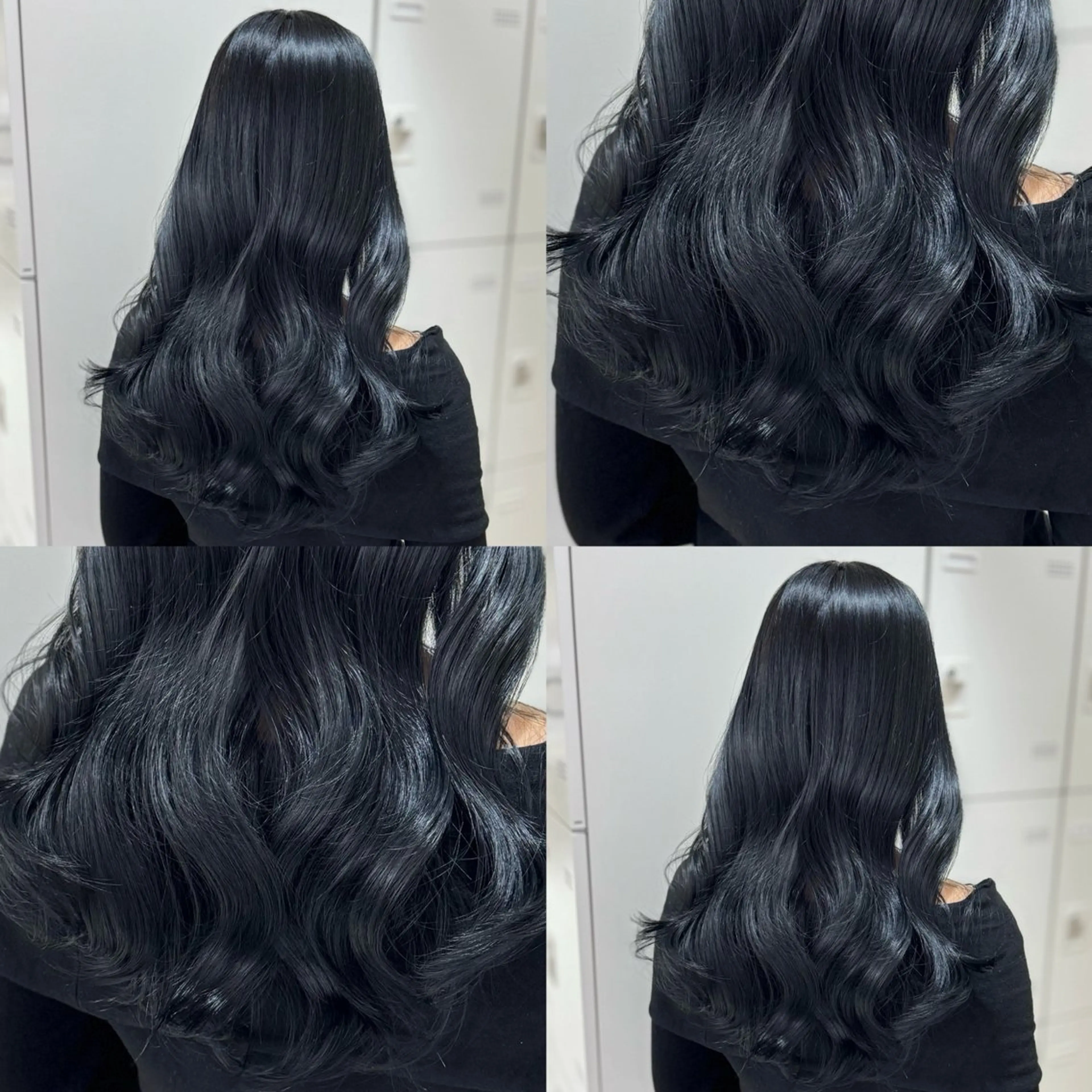 ロング 髪質改善 韓国風ヘア カット ヘアカラー トリートメント 透明感× ブルーブラック/池袋のヘアスタイル