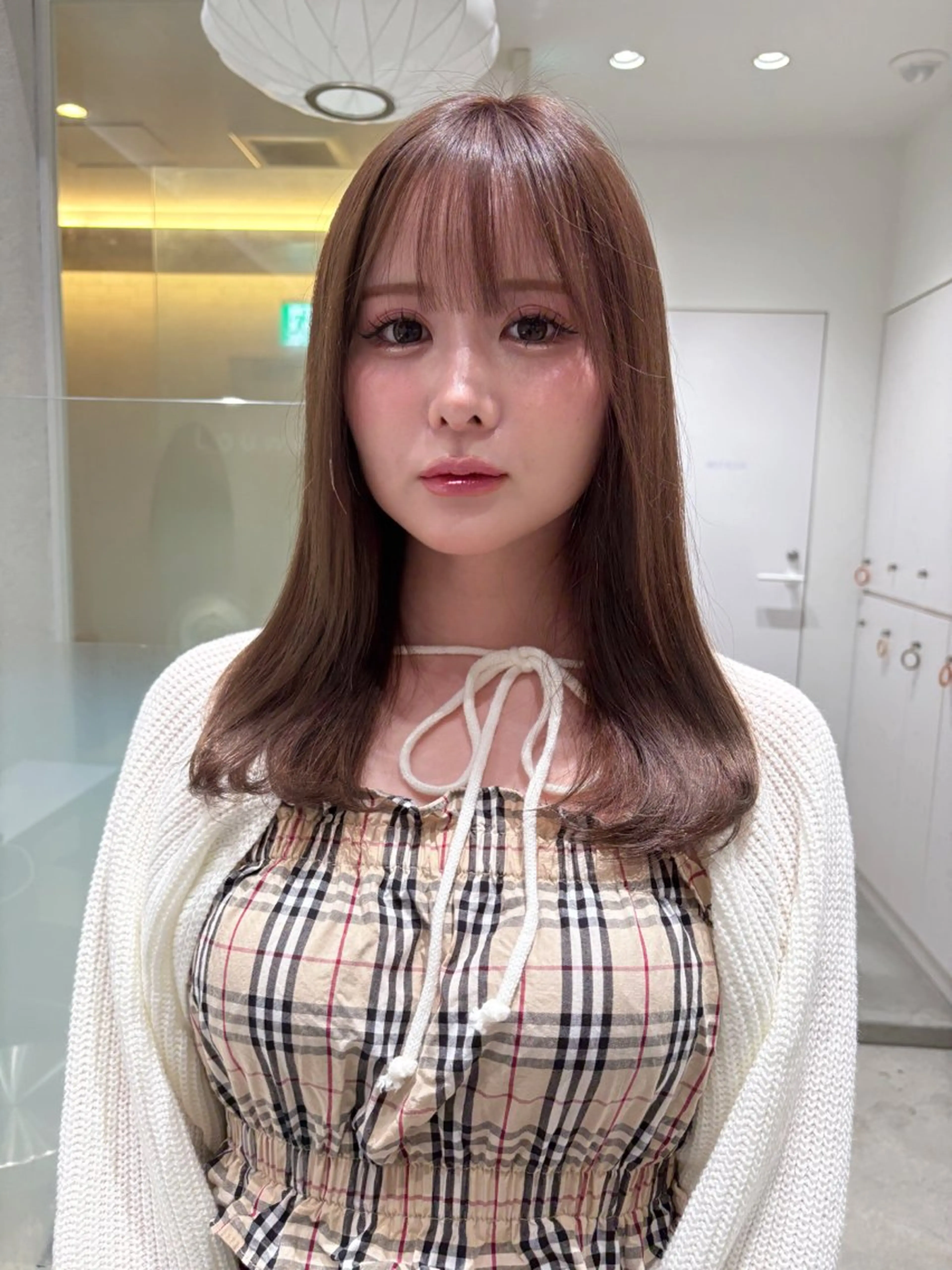 セミロング カラー 🎀優姫 🎀  韓国レイヤーのヘアスタイル