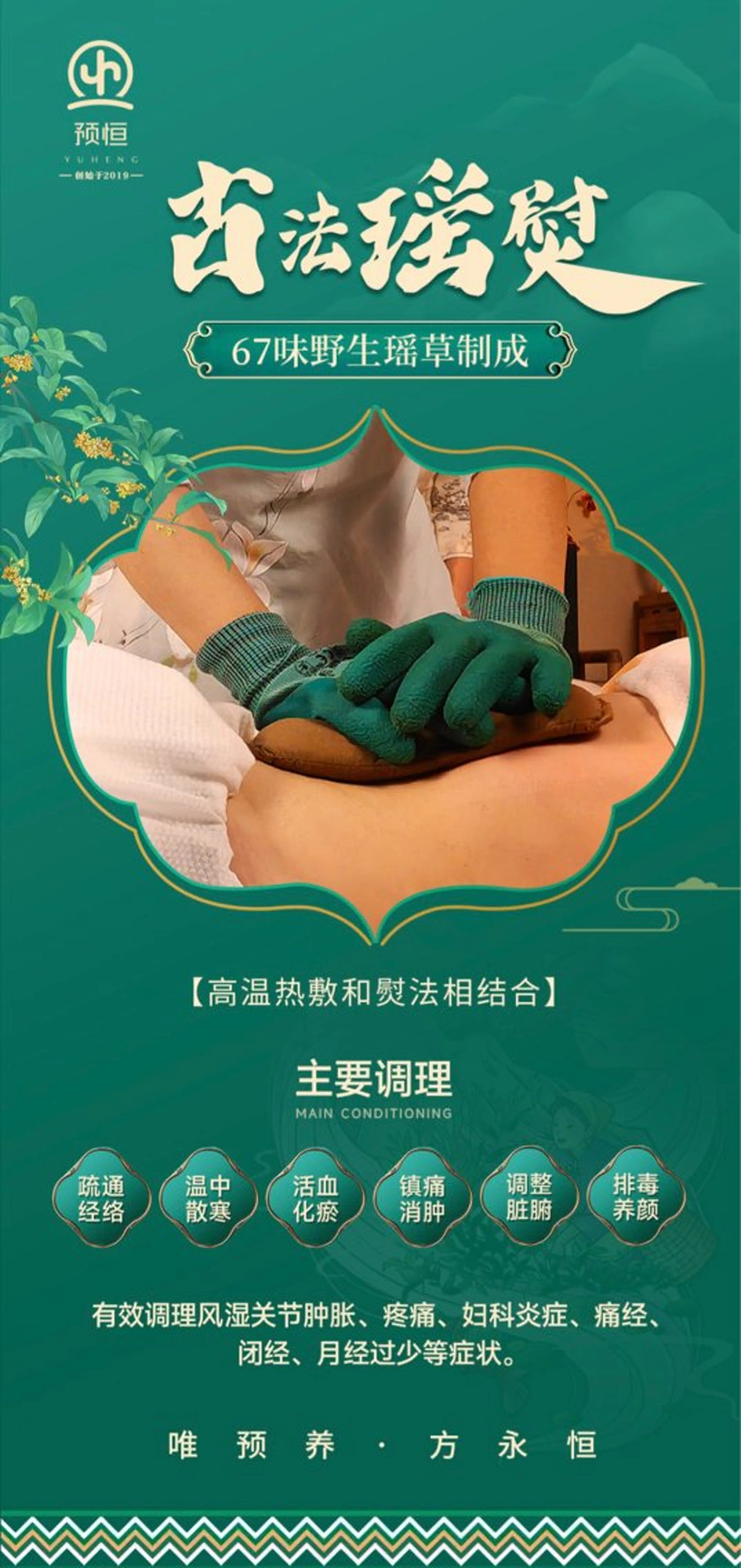 漢方古法瑶熨（伝統温熱ケア）背面ケア（背中＋脚）100分の写真