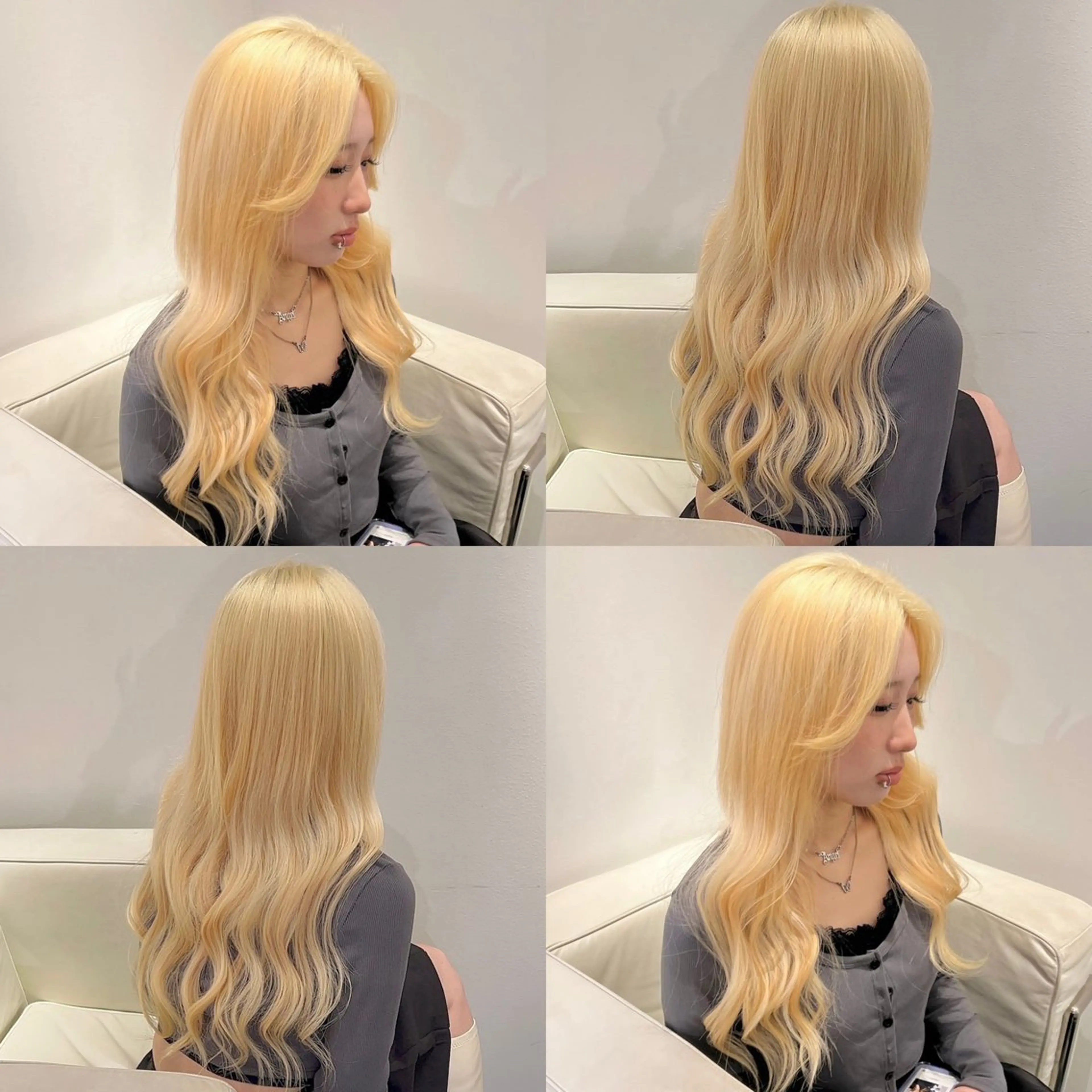 ロング カラー 抜きっぱなしブロンド ブロンド ヘアカラー トリートメント youres hair 髪質改善トリートメント&ヘッドスパ 新宿三丁目店【ユアーズヘア】所属・🦋透明感カラー 👑NODOKA🦋のヘアスタイル