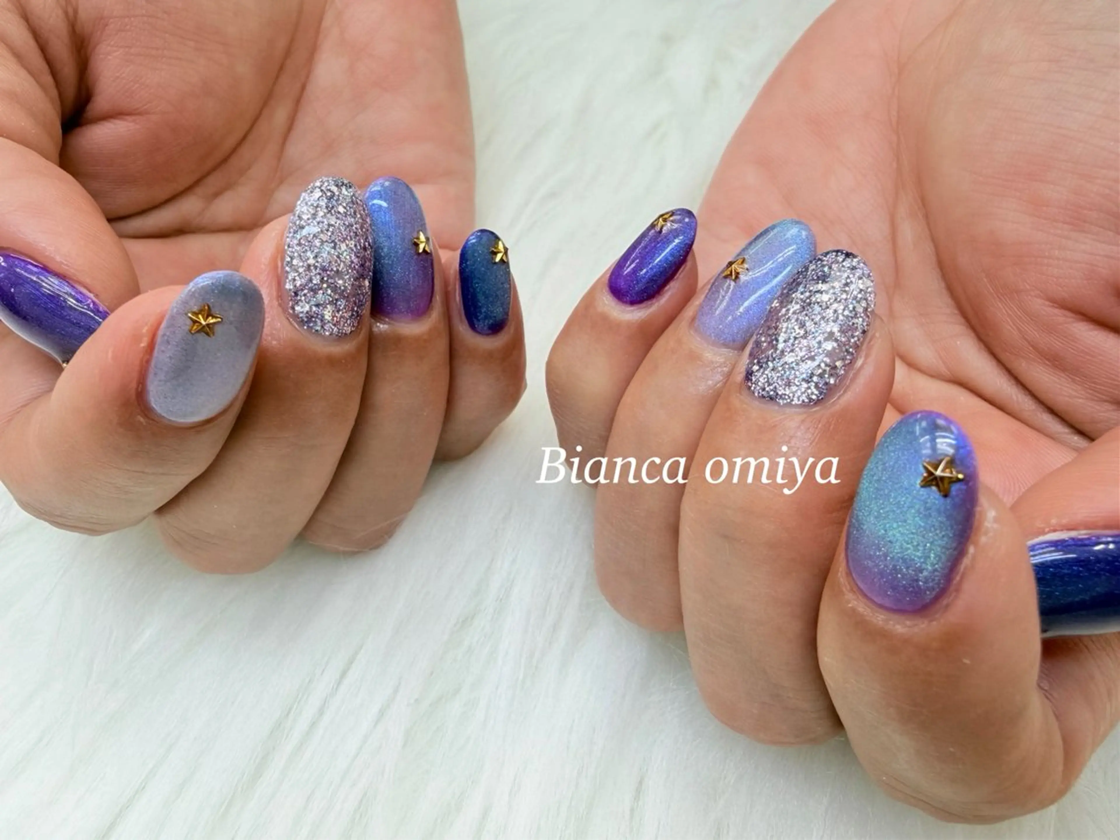 ネイル フラッシュネイル フレンチネイル ジェルネイル グラデーション マグネットネイル ハンドネイル Bianca大宮 katoᕱ⑅ᕱ゙のネイルデザイン