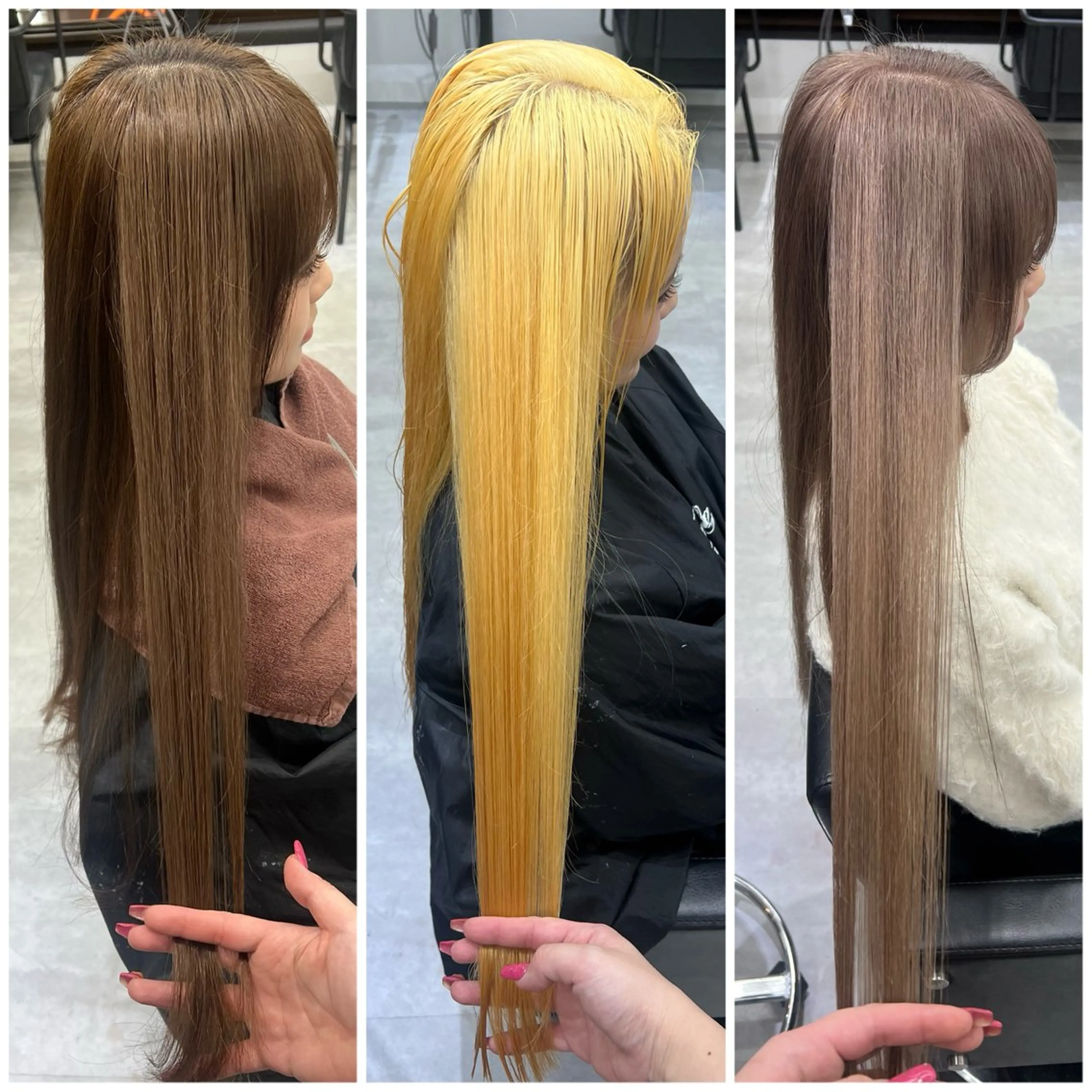 ロング カラー ベージュカラー ブリーチ ブラウンカラー ブラウンベージュ 透明感カラー いろあそび所属・ショート/ウルフ カットモデル募集のヘアスタイル