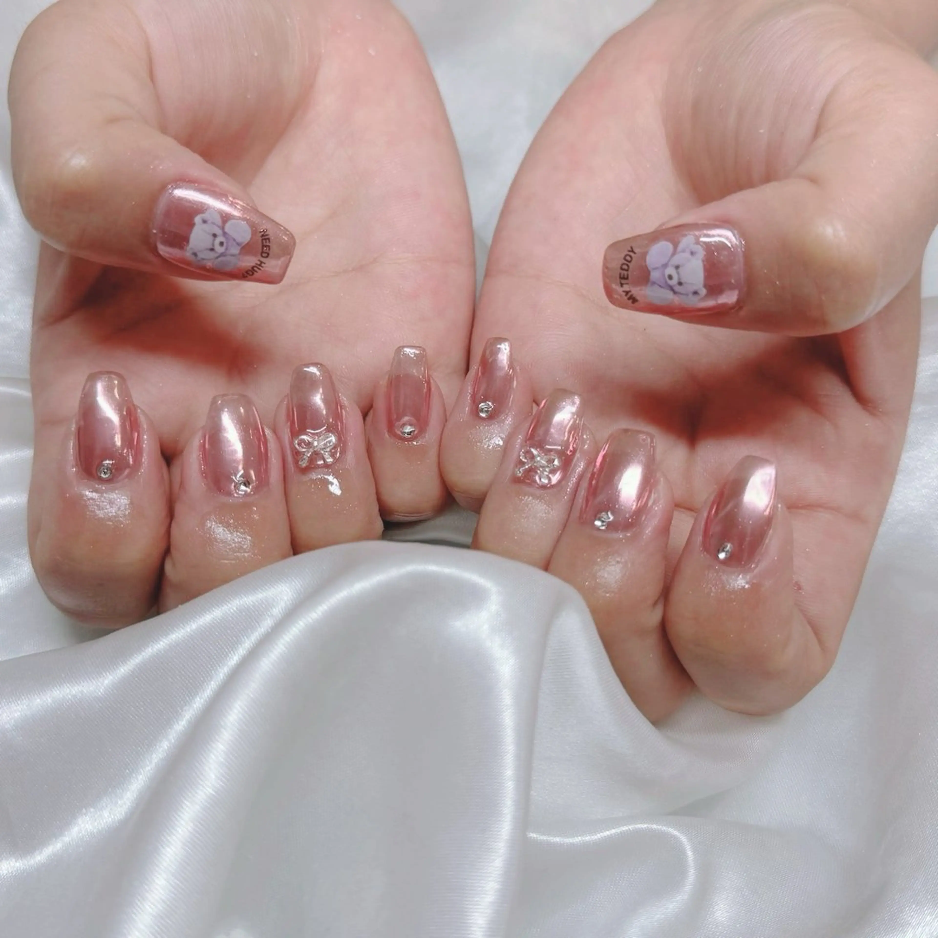 ネイル アートネイル フラッシュネイル マットネイル ミラーネイル ピンク ハンドネイル Nail lieNのネイルデザイン