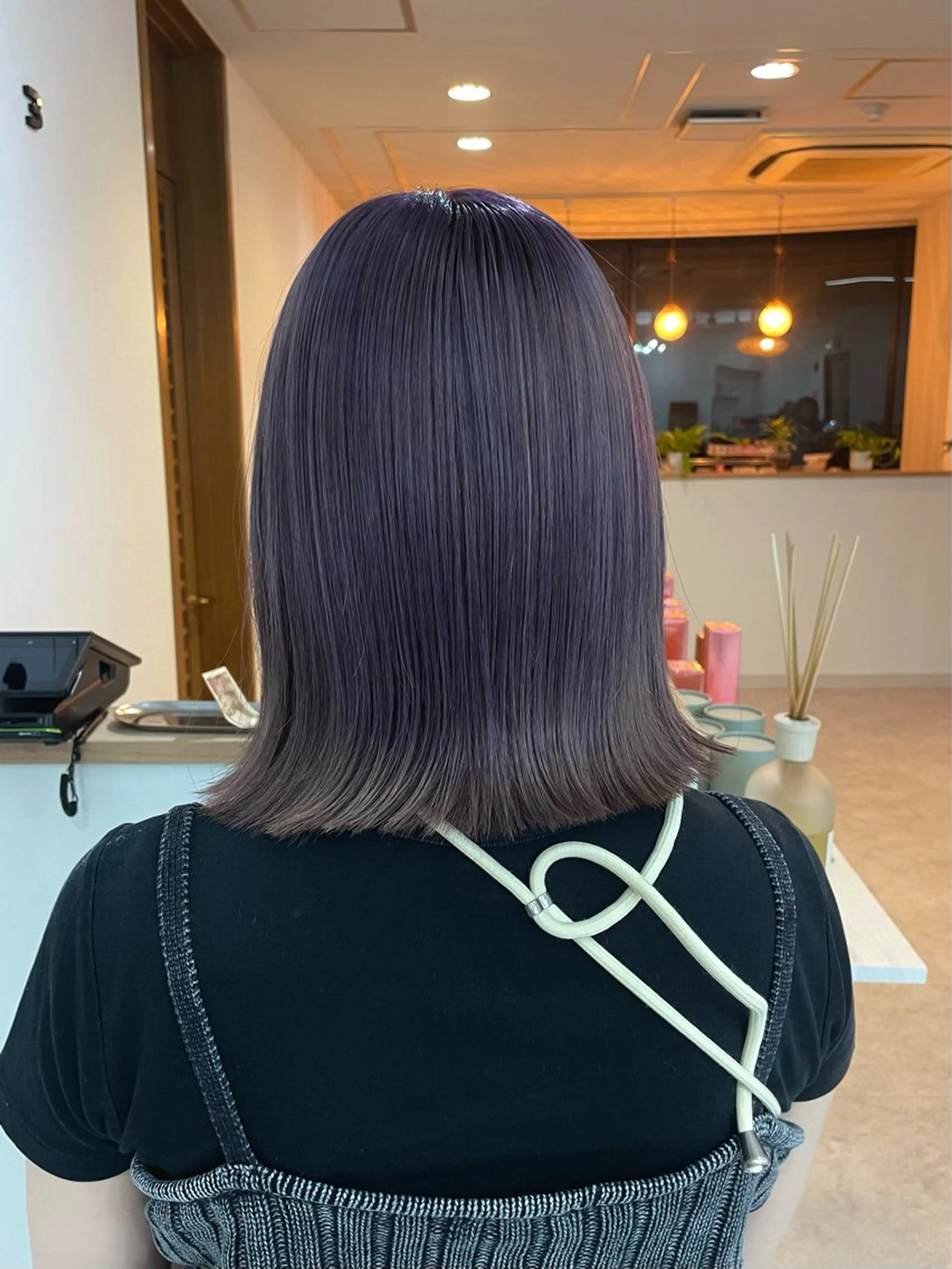 ミディアム カラー ダブルカラー ラベンダーカラー Mina/岡山/矯正 ブリーチ/レイヤーのヘアスタイル