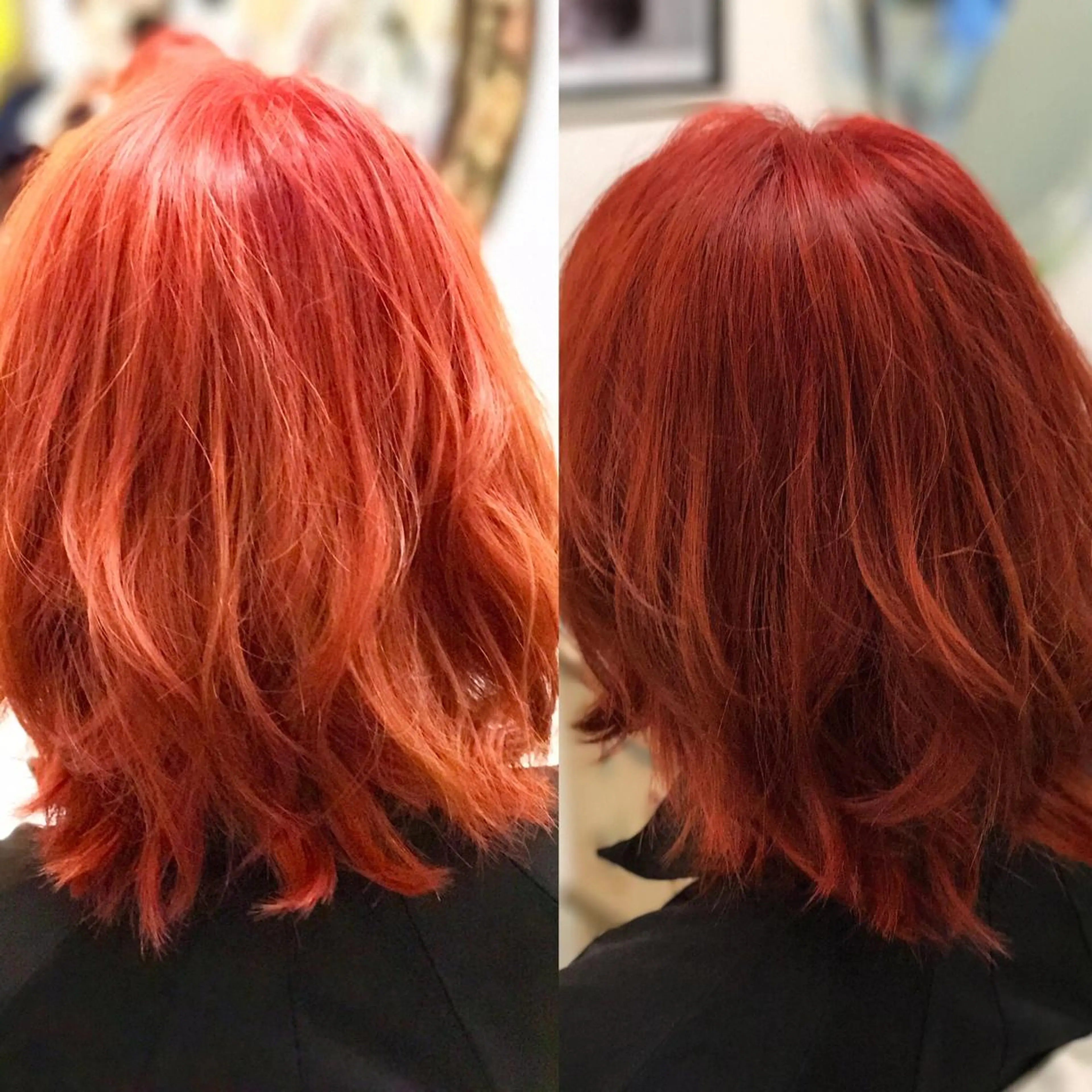 ミディアム カラー レッドカラー 山内 聡史のヘアスタイル