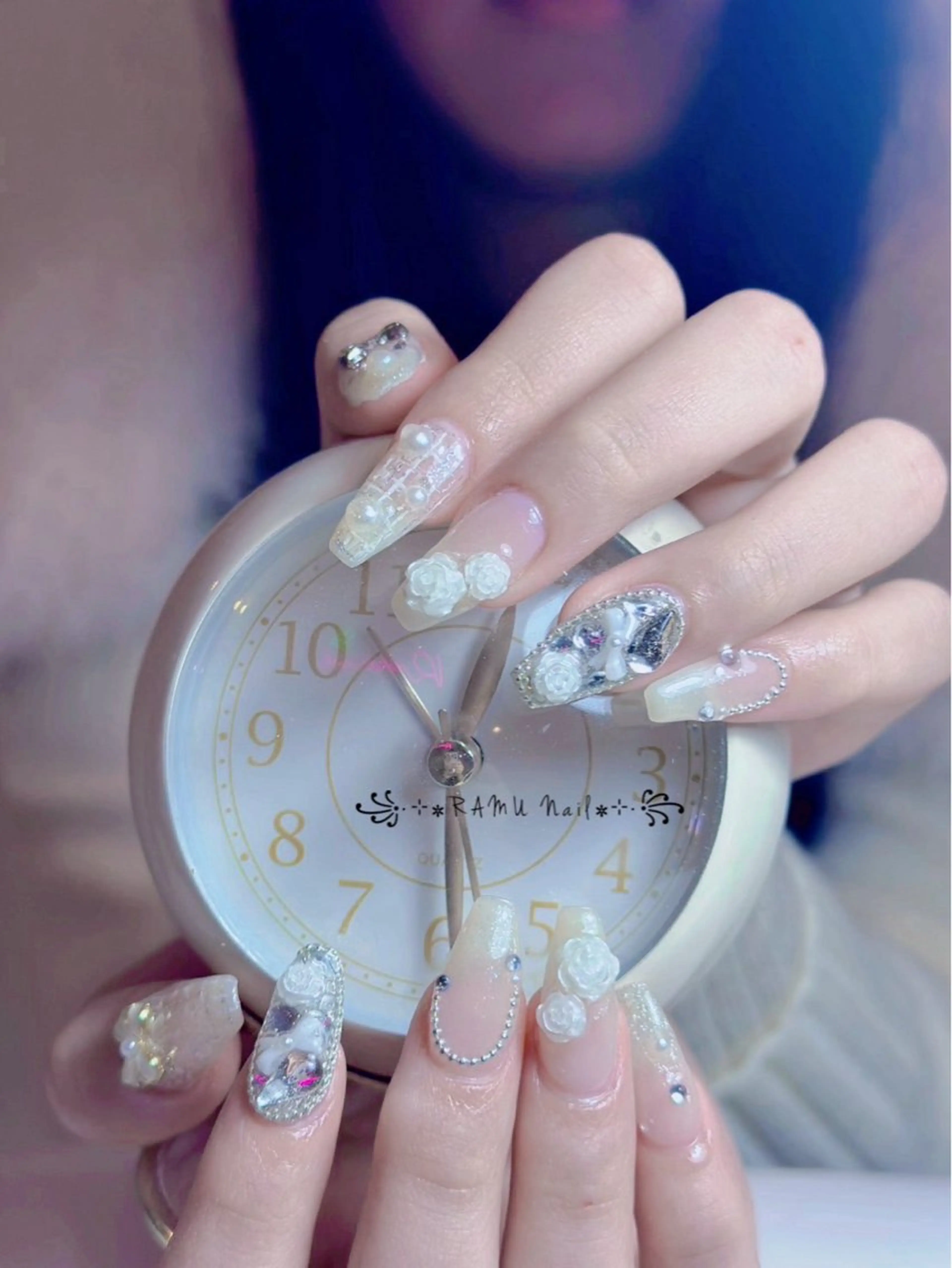 ネイル キラキラネイル マグネットネイル ミラーネイル ピンク 春ネイル ハンドネイル RAMU Nail 恵比寿店のネイルデザイン