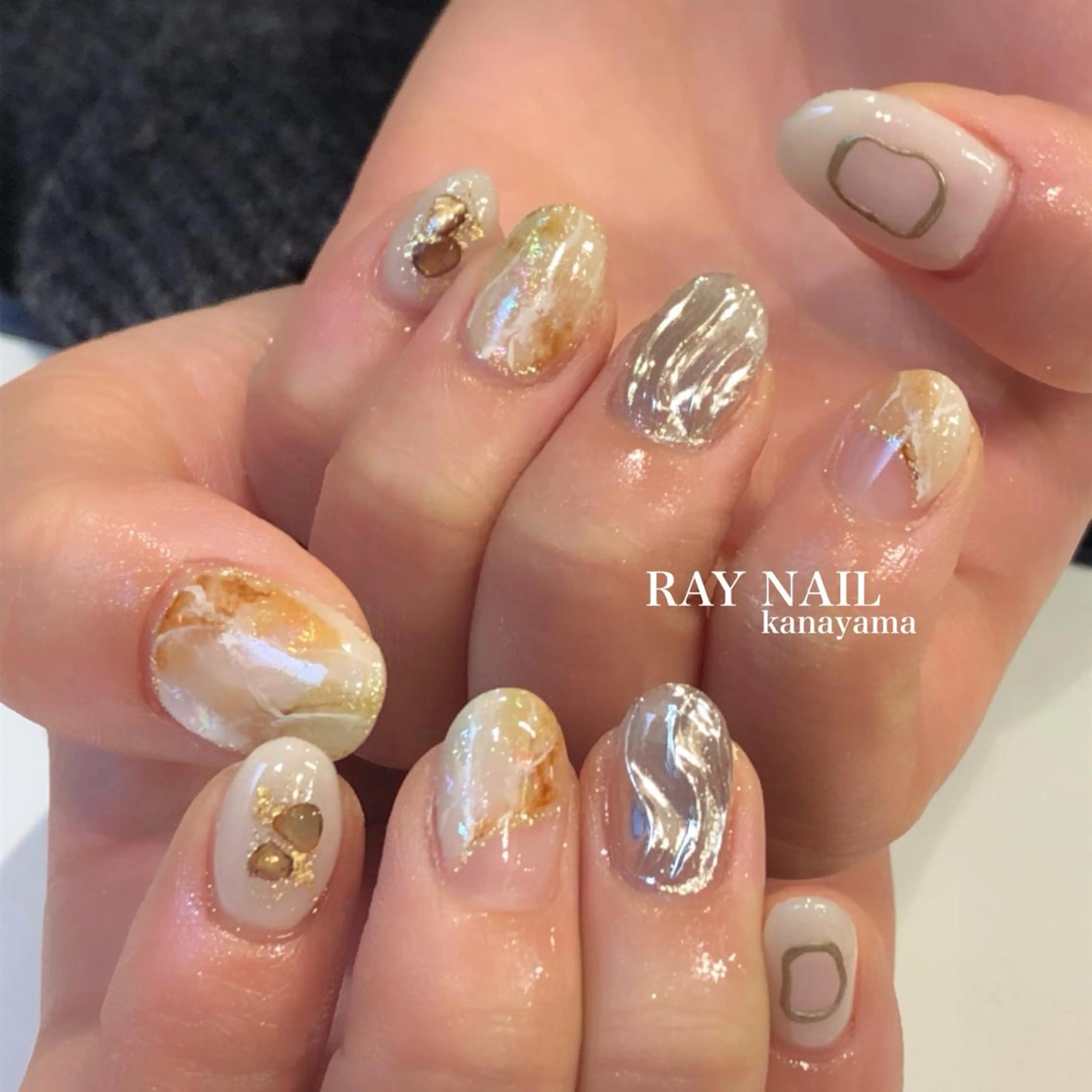 ネイル 大理石ネイル(マーブル) ニュアンスネイル Arowa 伊田のネイルデザイン