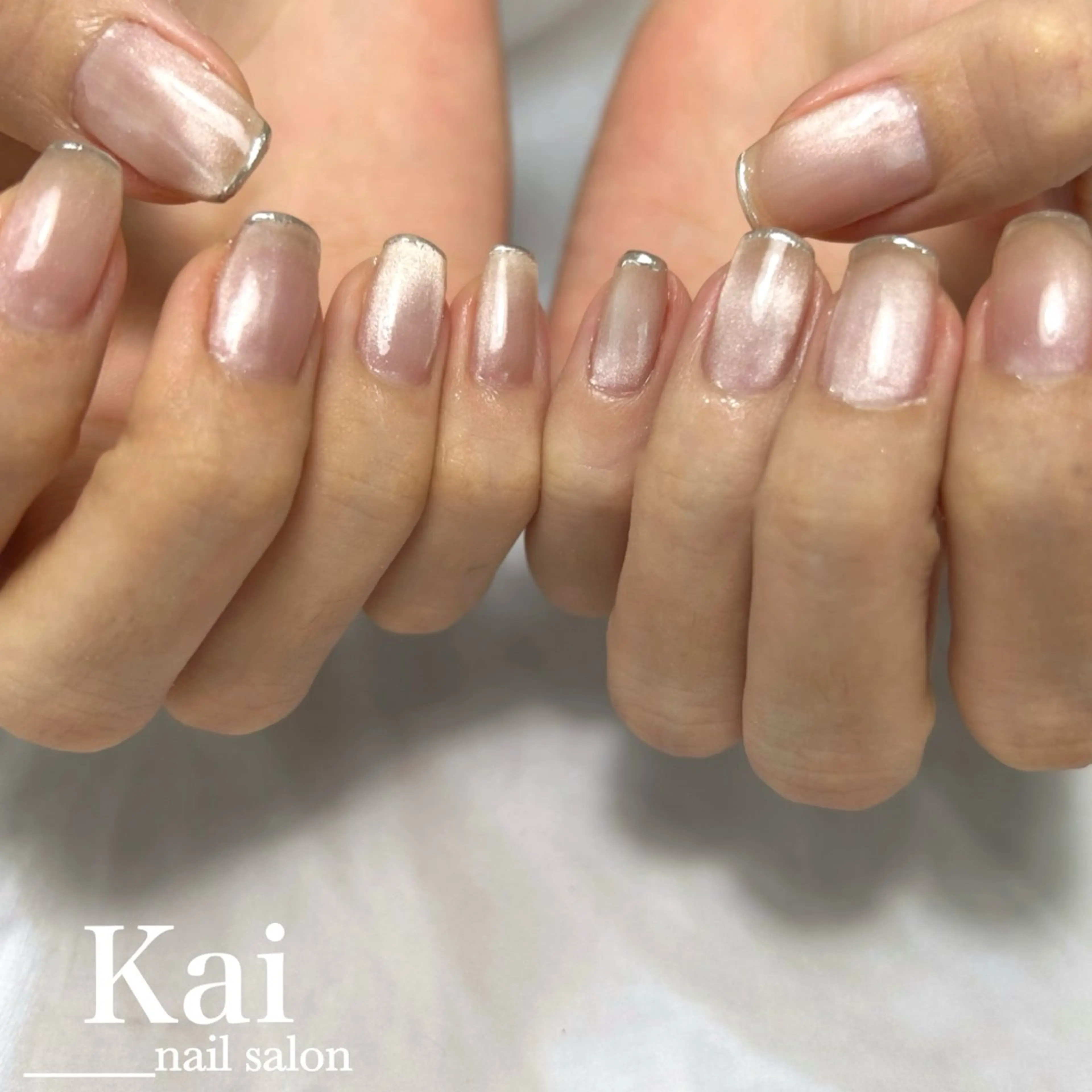 ネイル オーロラネイル フレンチネイル 韓国ネイル マグネットネイル ミラーネイル ハンドネイル Kai  nail Mayukoのネイルデザイン