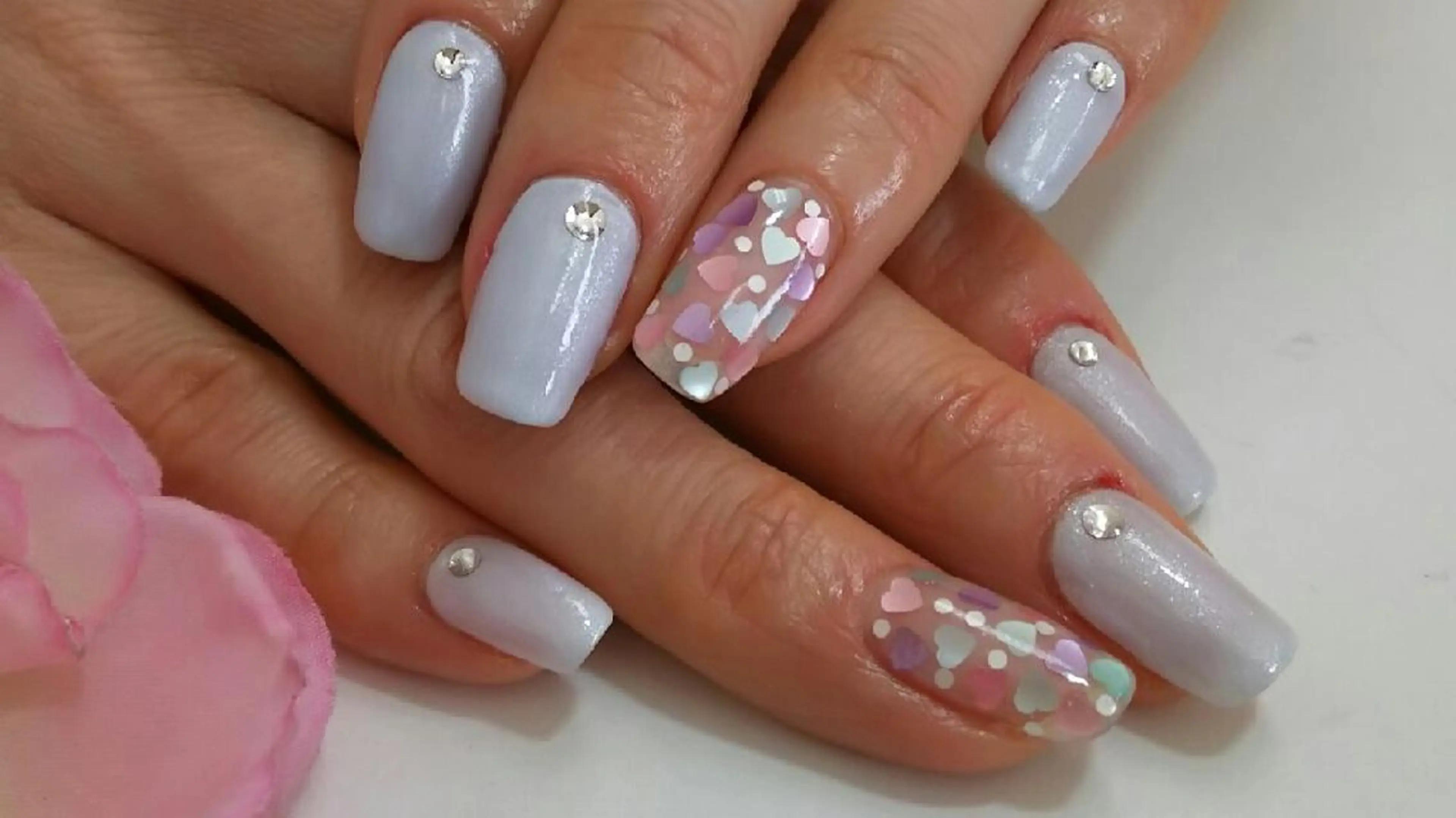 ショート ミディアム セミロング ロング パーマ ネイル まつエク アートネイル ハート Lino Nail(リノネイル)所属・Lino Nail sekitomiのネイルデザイン