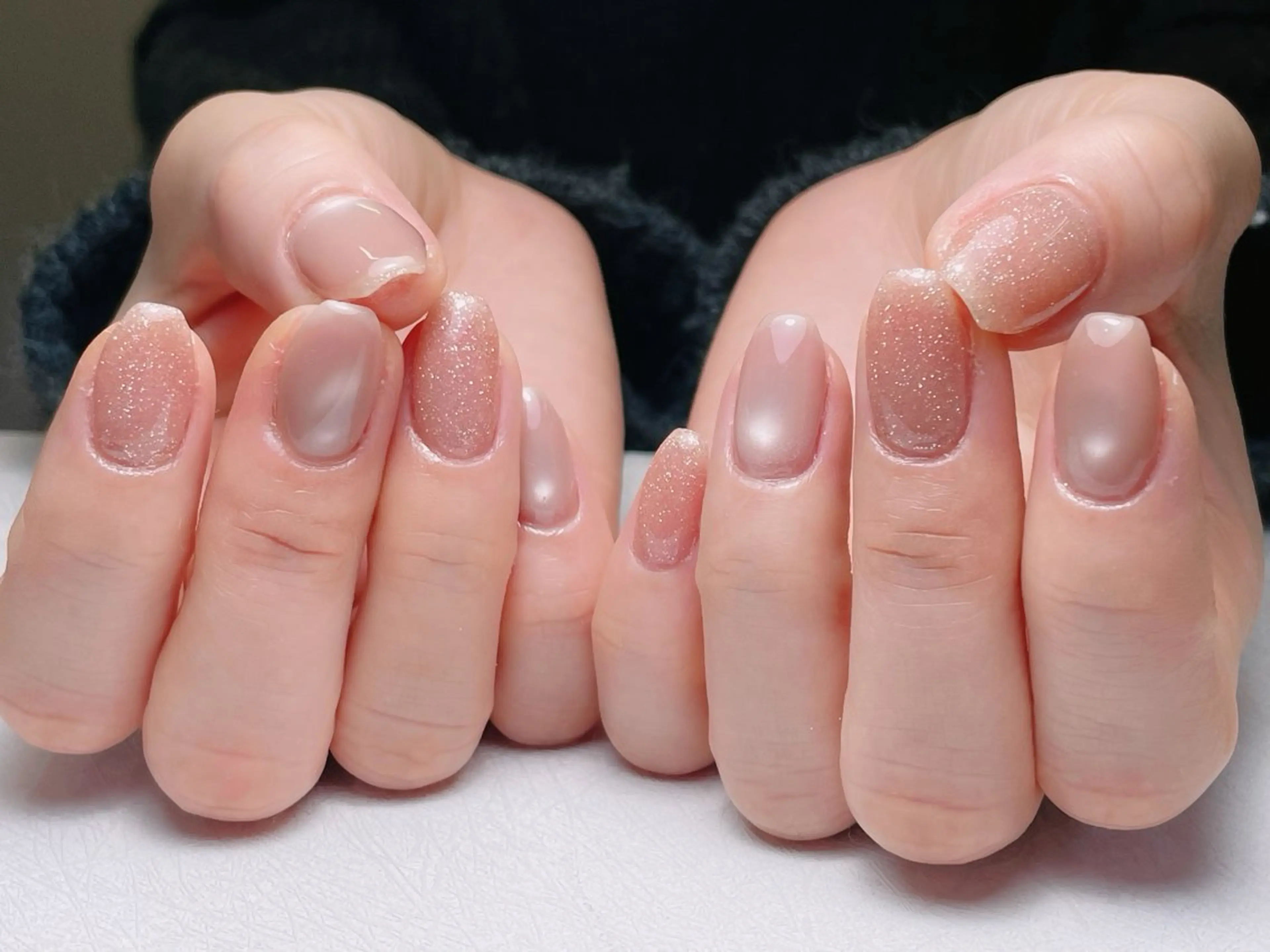 ネイル チークネイル 長さ出し フレンチネイル グラデーション キラキラネイル 中野駅から2分 MEO NAILのネイルデザイン